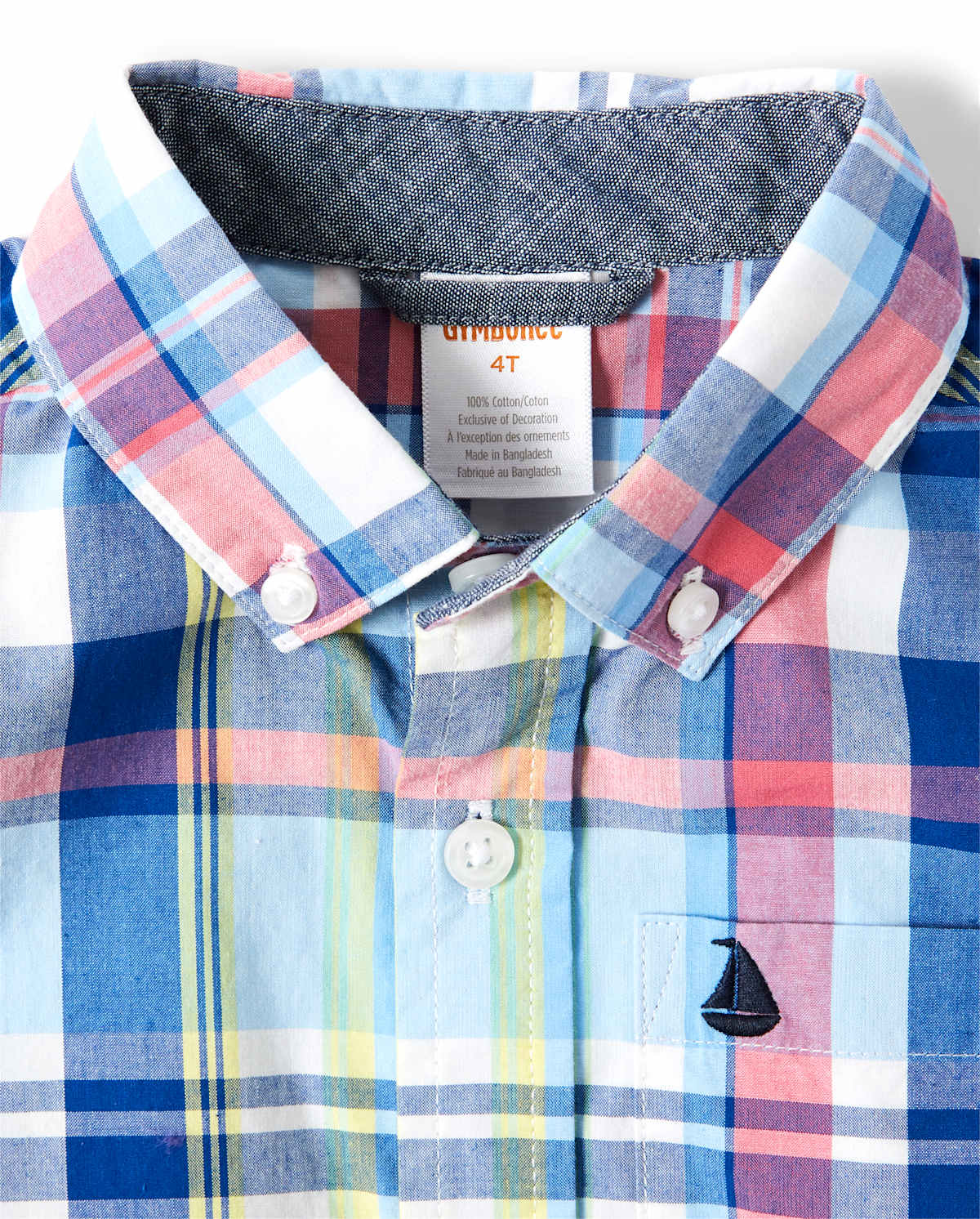 Детские рубашки Gymboree Boys Embroidered Plaid Button Up Shirt - Country Club — фото 2