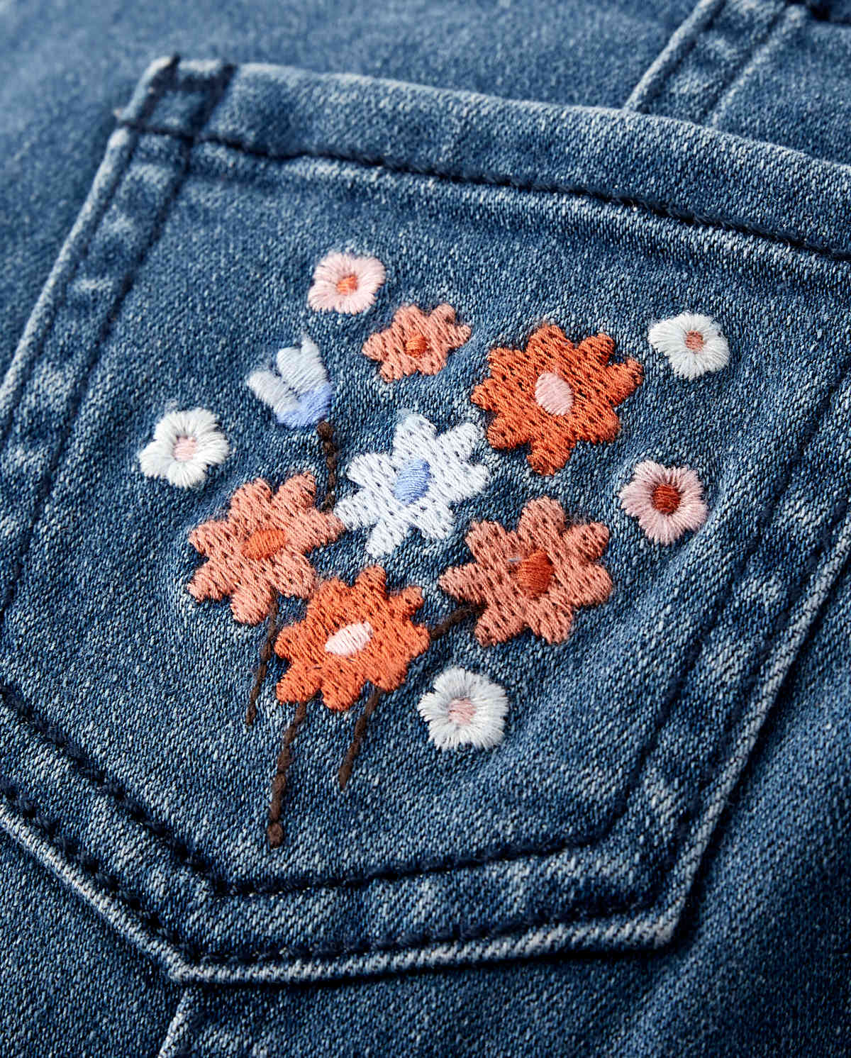Gymboree Girls Embroidered Floral Overalls - Western Skies