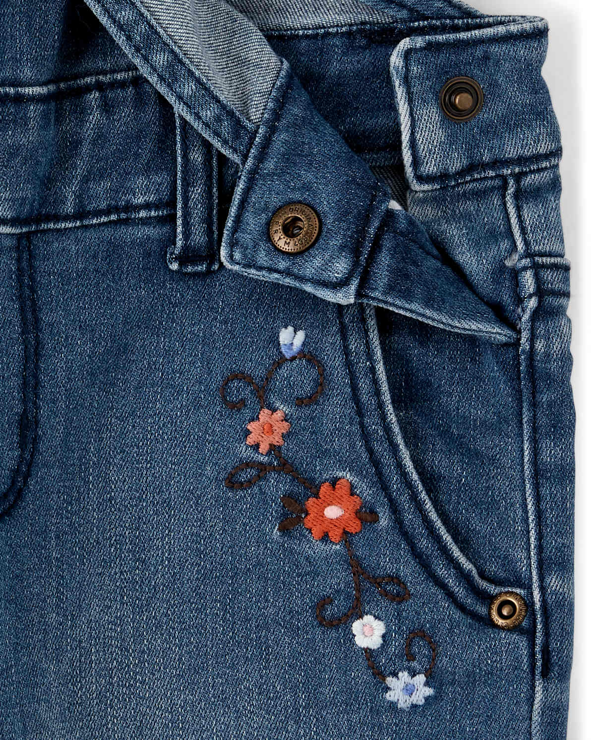Gymboree Girls Embroidered Floral Overalls - Western Skies — фото 3