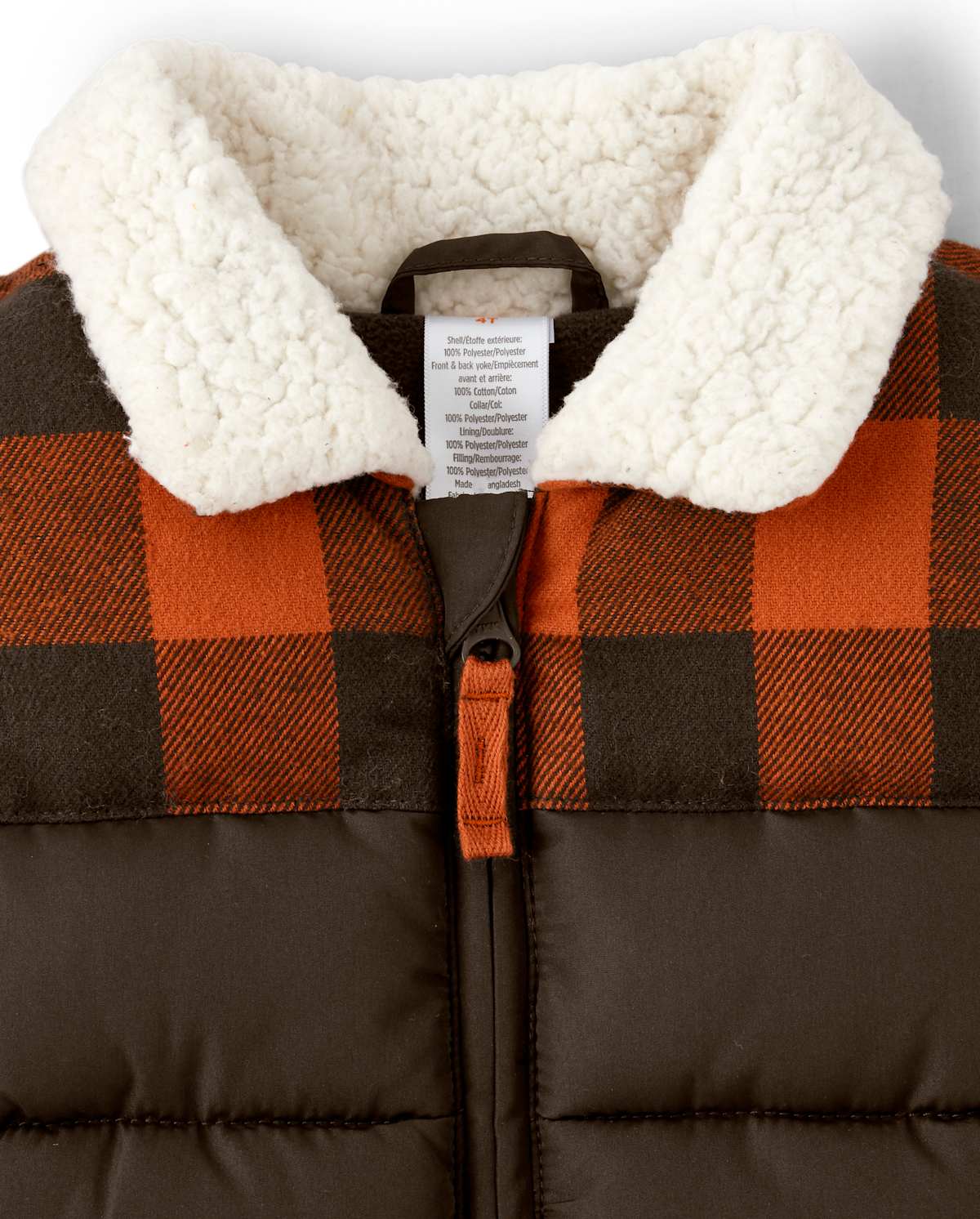 Детские жилеты Gymboree Boys Plaid Puffer Vest - Harvest
