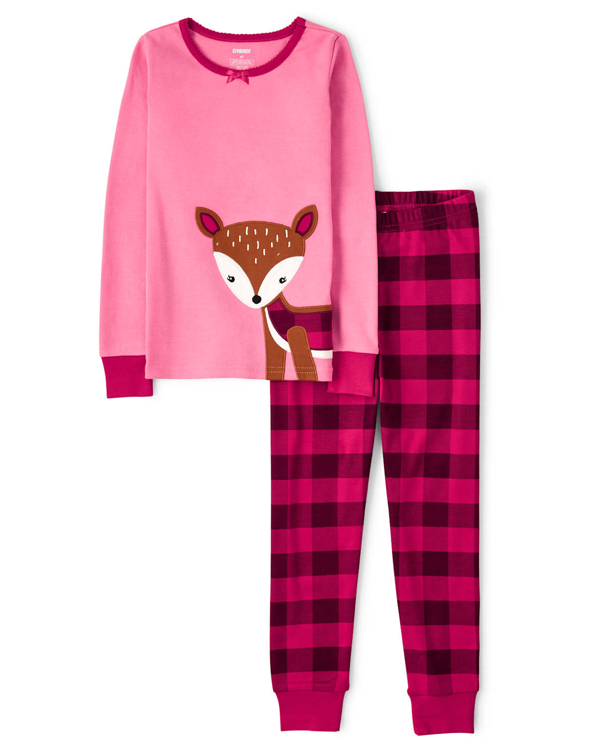 Gymboree Girls Plaid Deer Cotton 2-Piece Pajamas - Gymmies