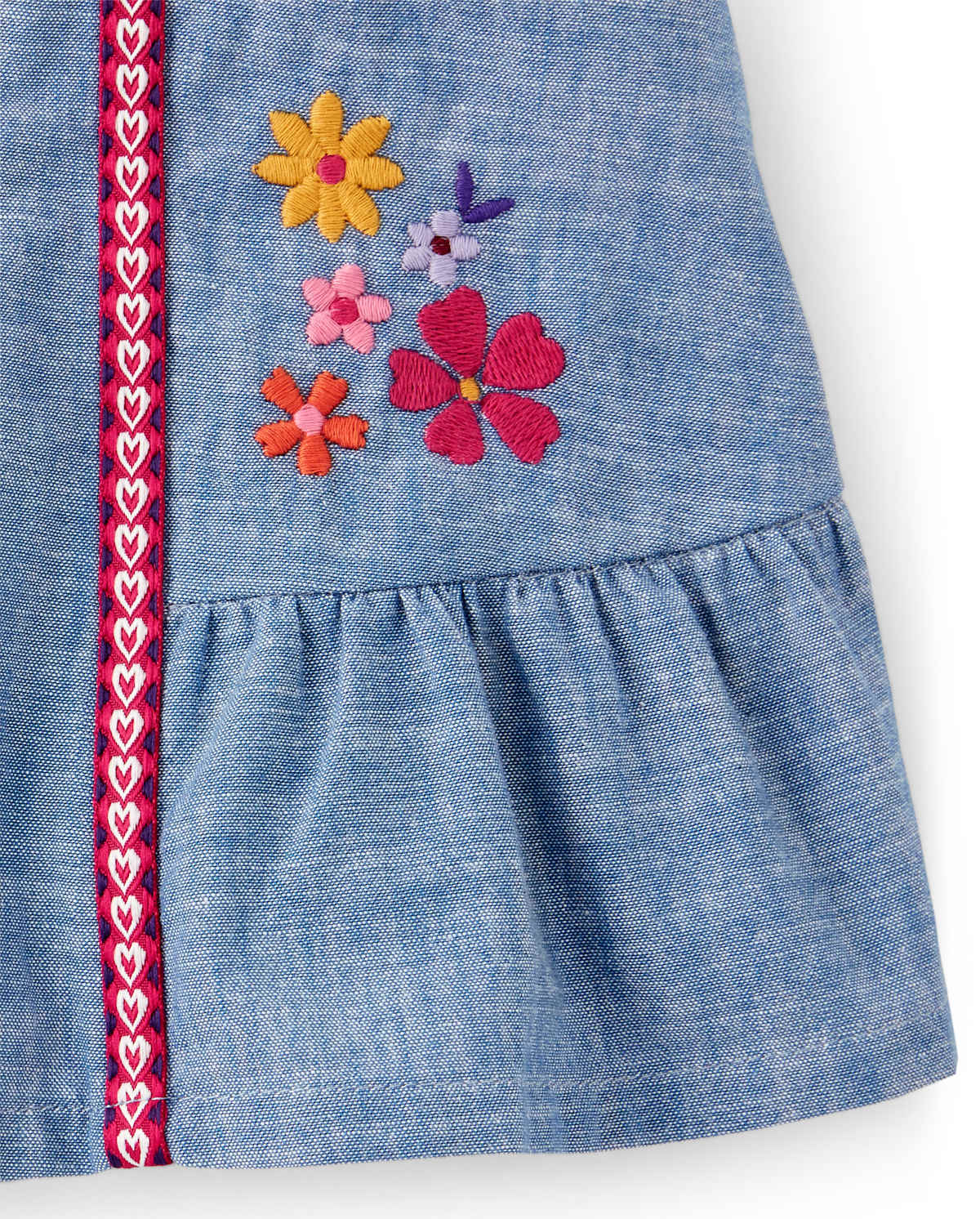 Детские юбки Gymboree Girls Embroidered Floral Denim Skort - Little Llamas — фото 3