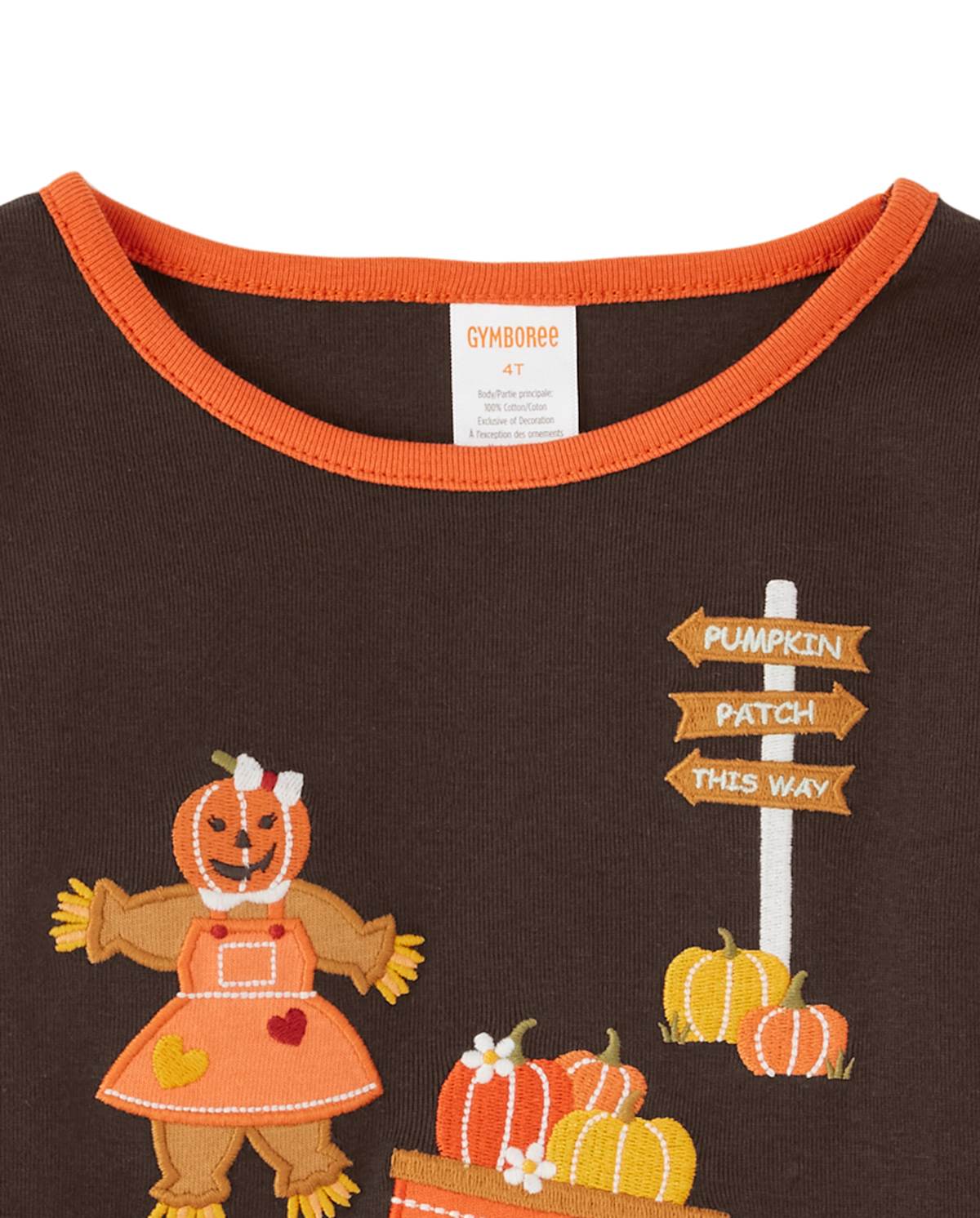 Детские топы Gymboree Girls Embroidered Fall Scene Top - Perfect Pumpkin — фото 2