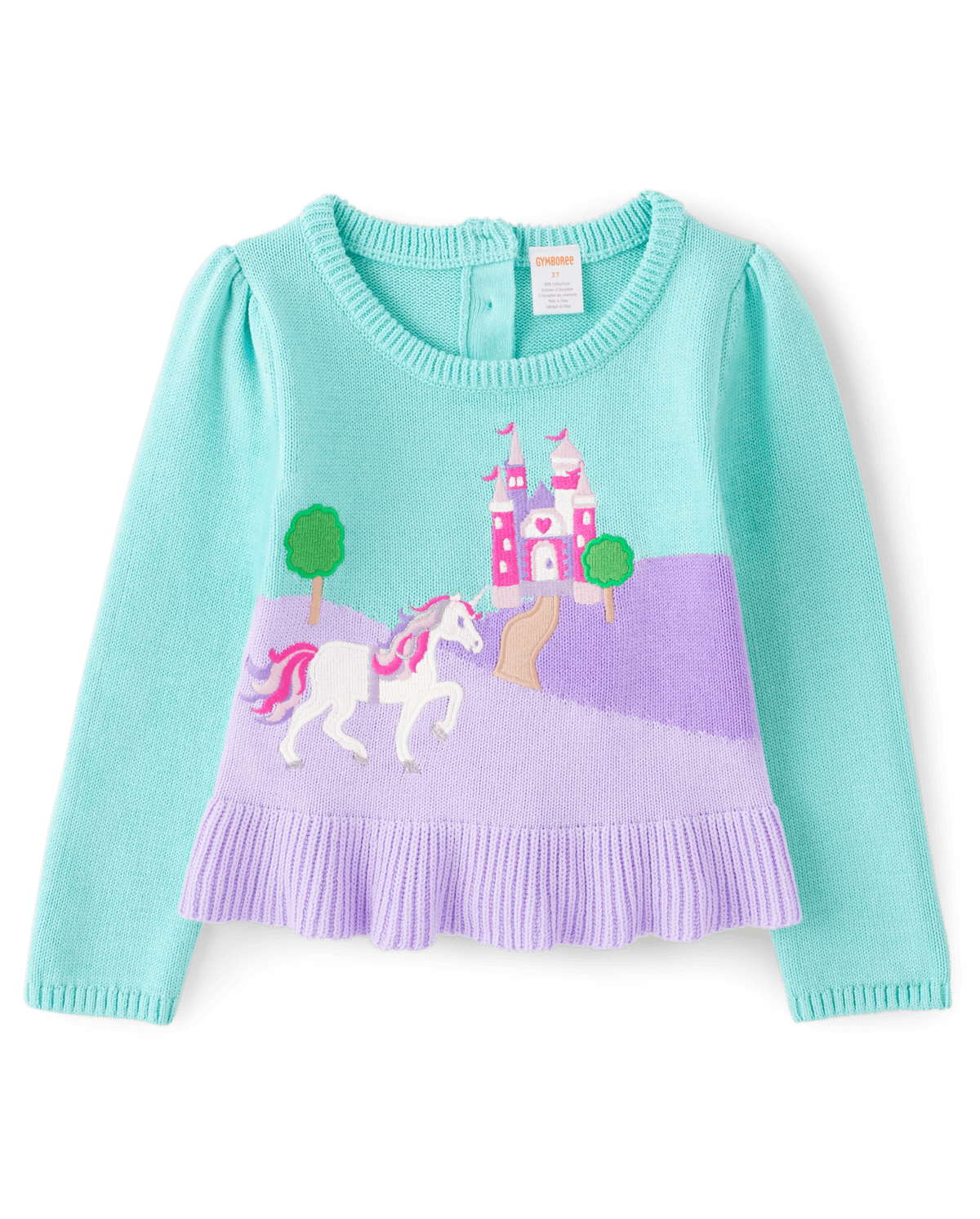 Детские свитеры Gymboree Girls Intarsia Unicorn Scene Peplum Sweater - Unicorn Princess