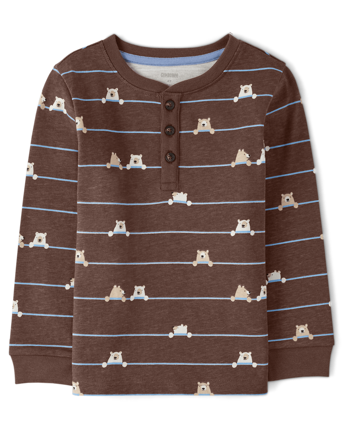Детские топы Gymboree Boys Striped Polar Bear Henley Top - Bear Hugs