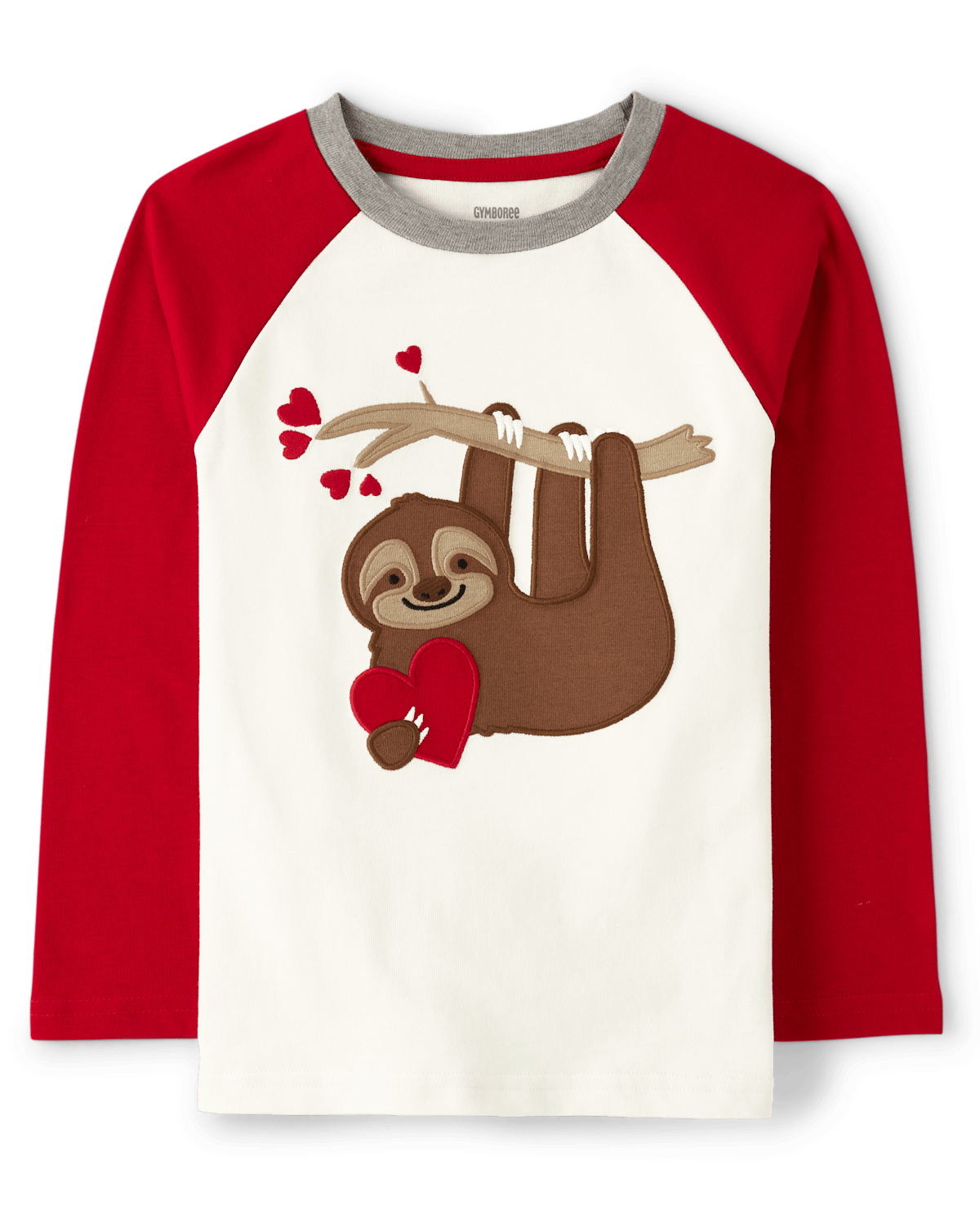 Детские топы Gymboree Boys Embroidered Sloth Raglan Top - Valentine Cutie