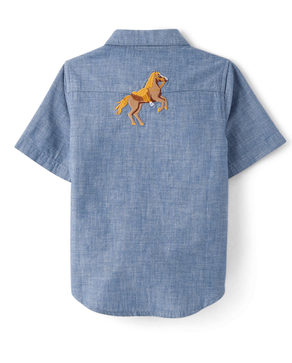Детские рубашки Gymboree Boys Embroidered Horse Chambray Snap Front Shirt - Country Trail — фото 2