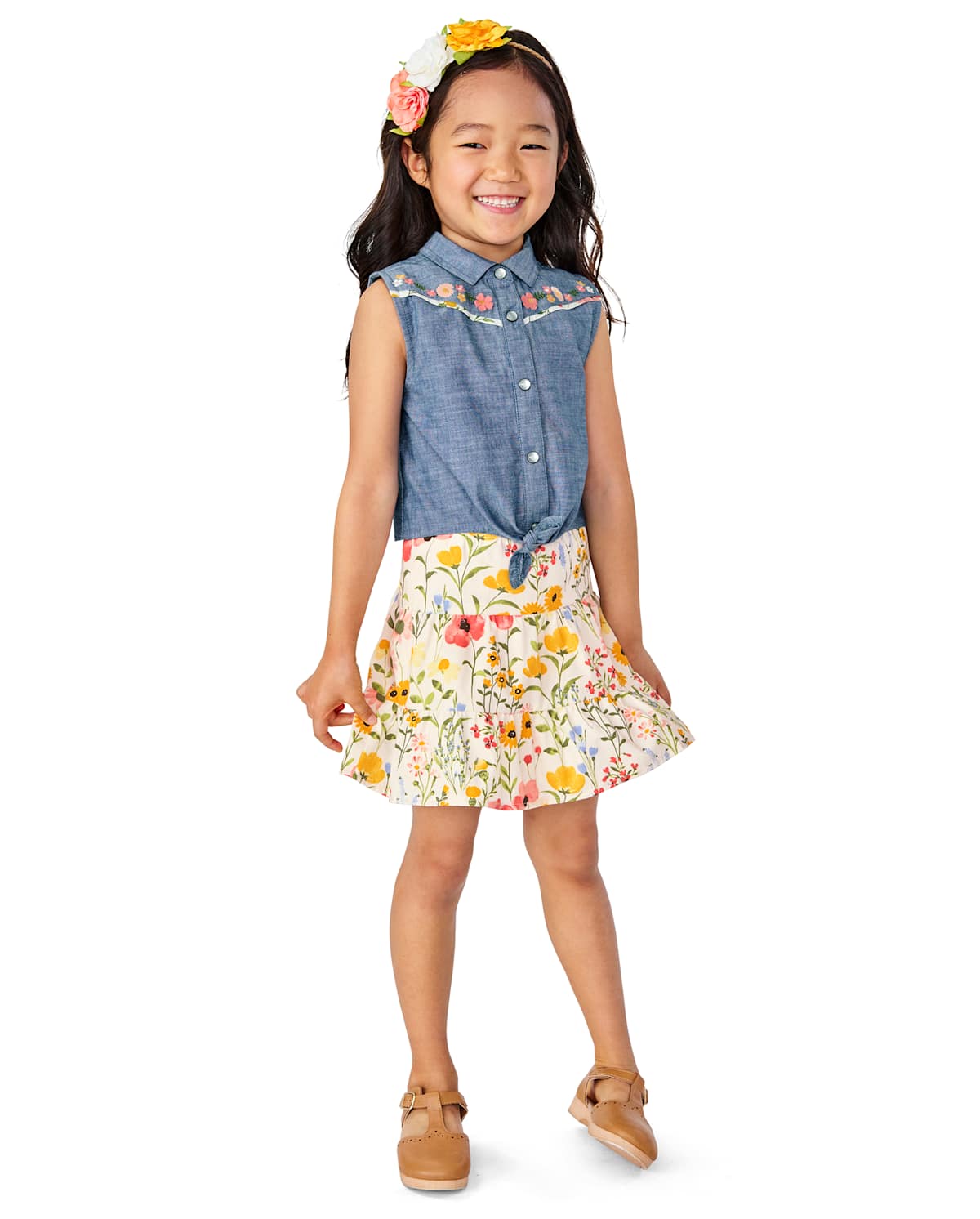 Детские юбки Gymboree Girls Floral Tiered Skort - Country Trail — фото 3