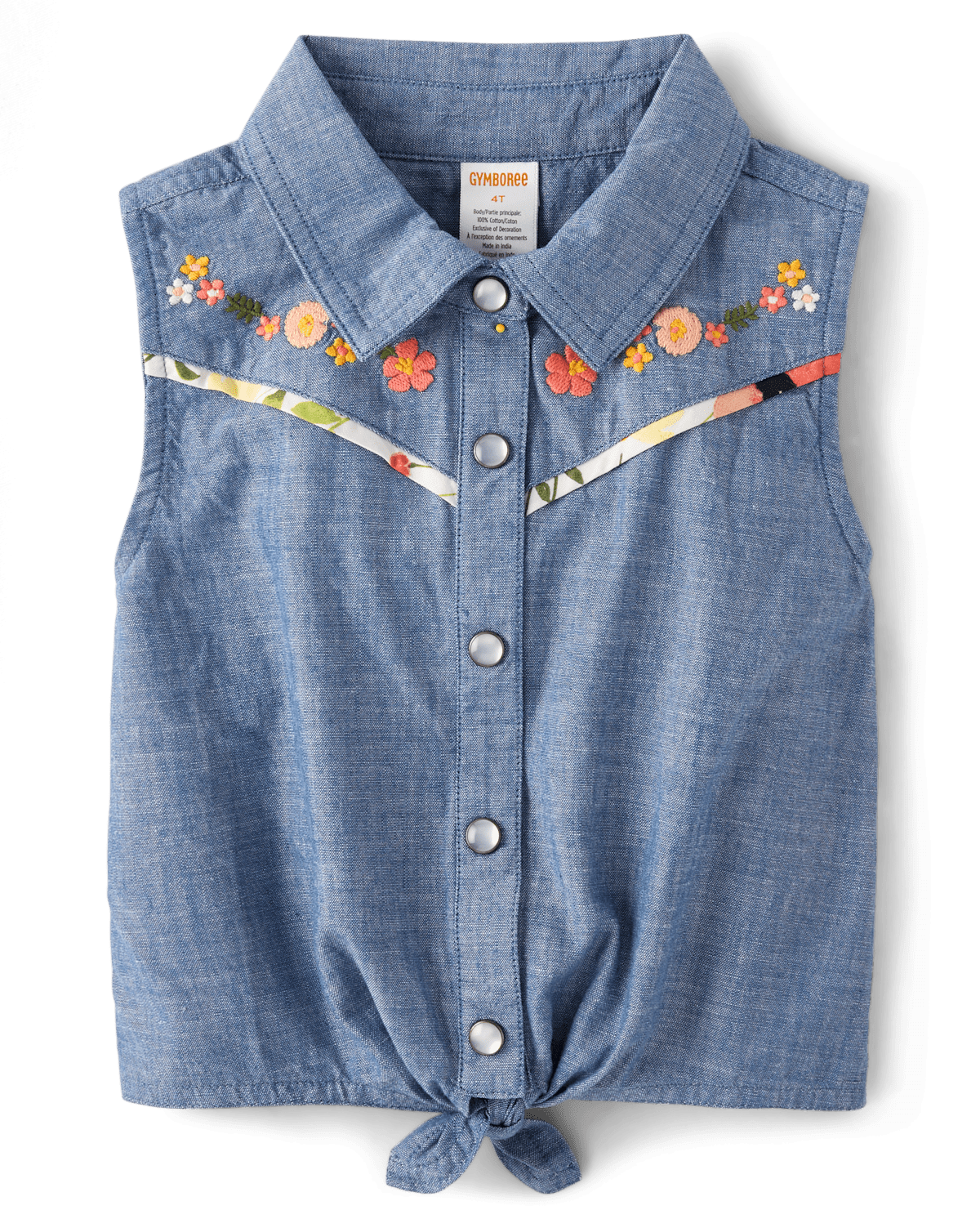Детские топы Gymboree Girls Embroidered Floral Chambray Tank Top - Country Trail