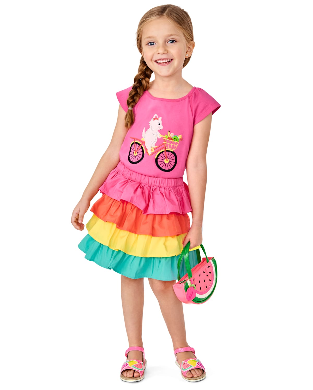 Детские юбки Gymboree Girls Rainbow Tiered Skort - Festive Fruit — фото 3