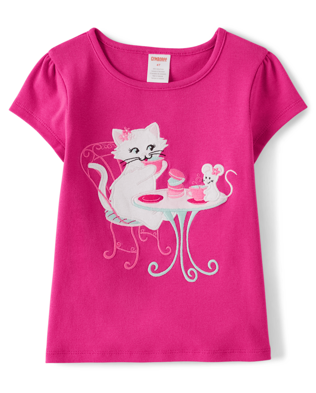 Детские топы Gymboree Girls Embroidered Cat Top - Time for Tea