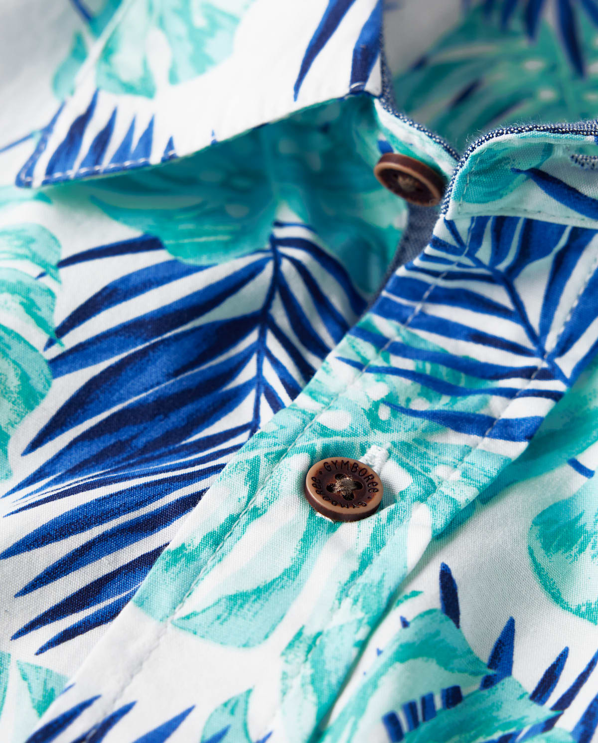 Детские рубашки Gymboree Boys Matching Family Tropical Leaf Button Up Shirt - Save the Seas