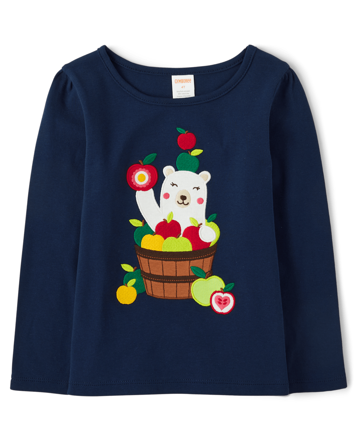 Детские топы Gymboree Girls Embroidered Bear Top - Apple Orchard