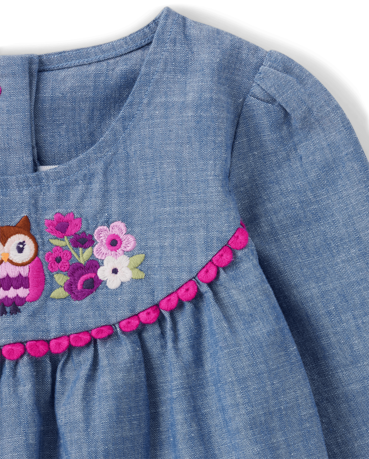 Детские топы Gymboree Girls Embroidered Owl Chambray Peplum Top - Magical Meadow — фото 5