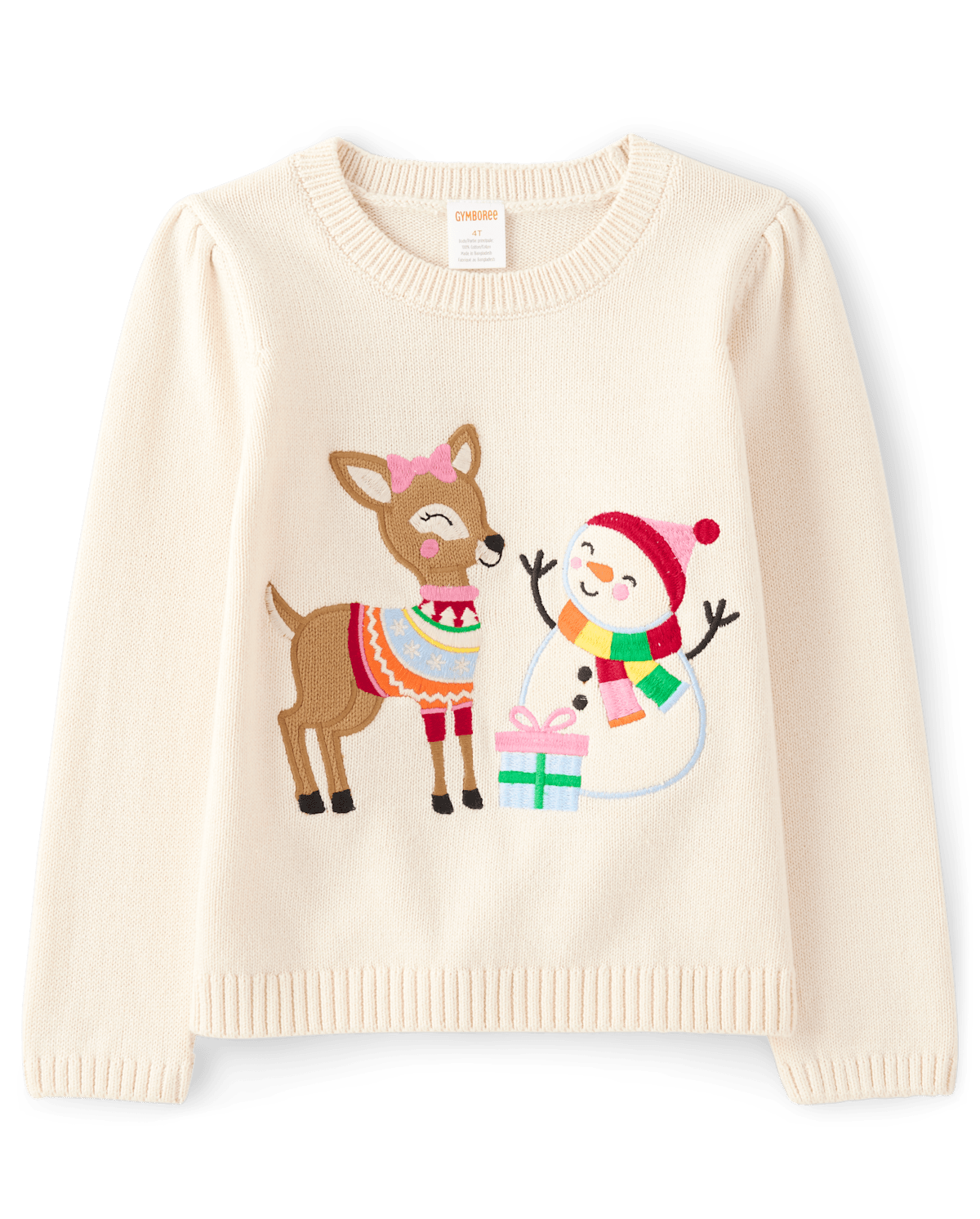 Детские свитеры Gymboree Girls Embroidered Reindeer Snowman Sweater - Very Merry