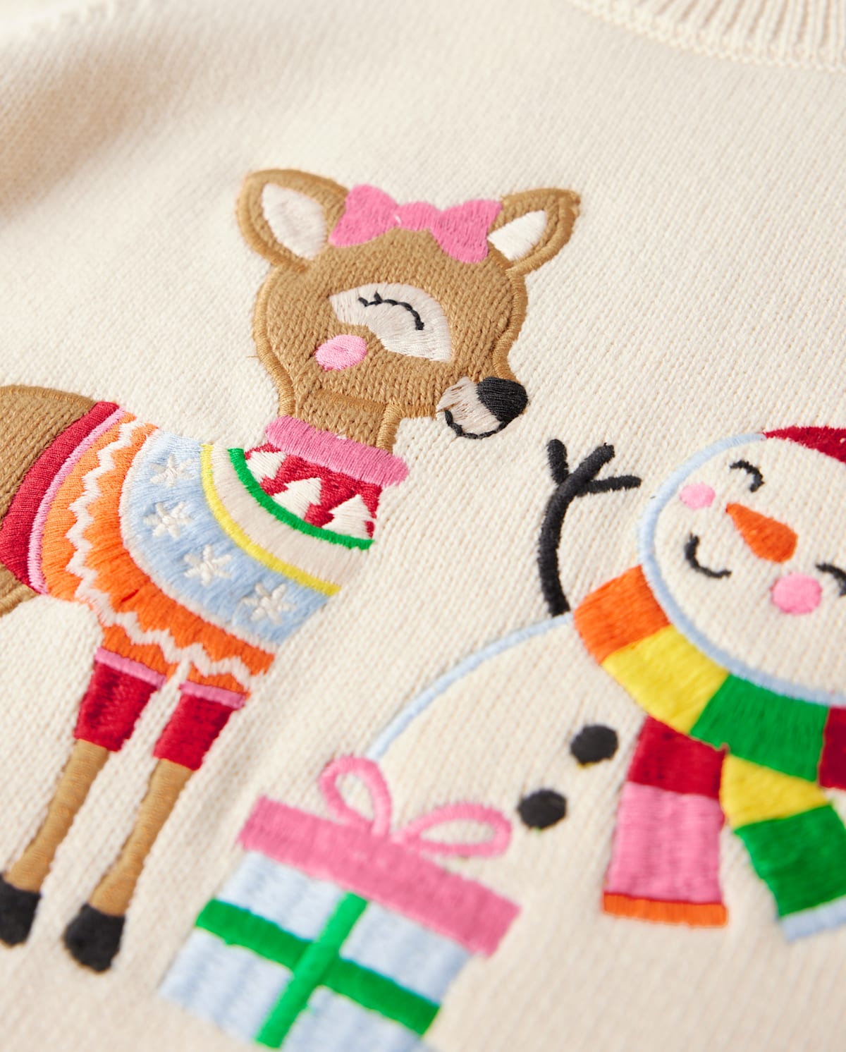 Детские свитеры Gymboree Girls Embroidered Reindeer Snowman Sweater - Very Merry — фото 2