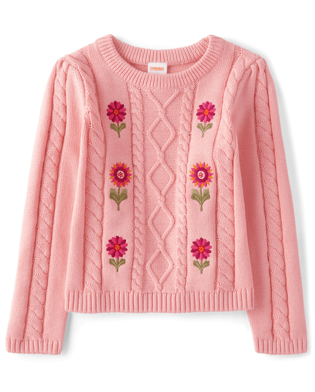 Детские свитеры Gymboree Girls Embroidered Flower Cable Knit Sweater - Enchanted Forest