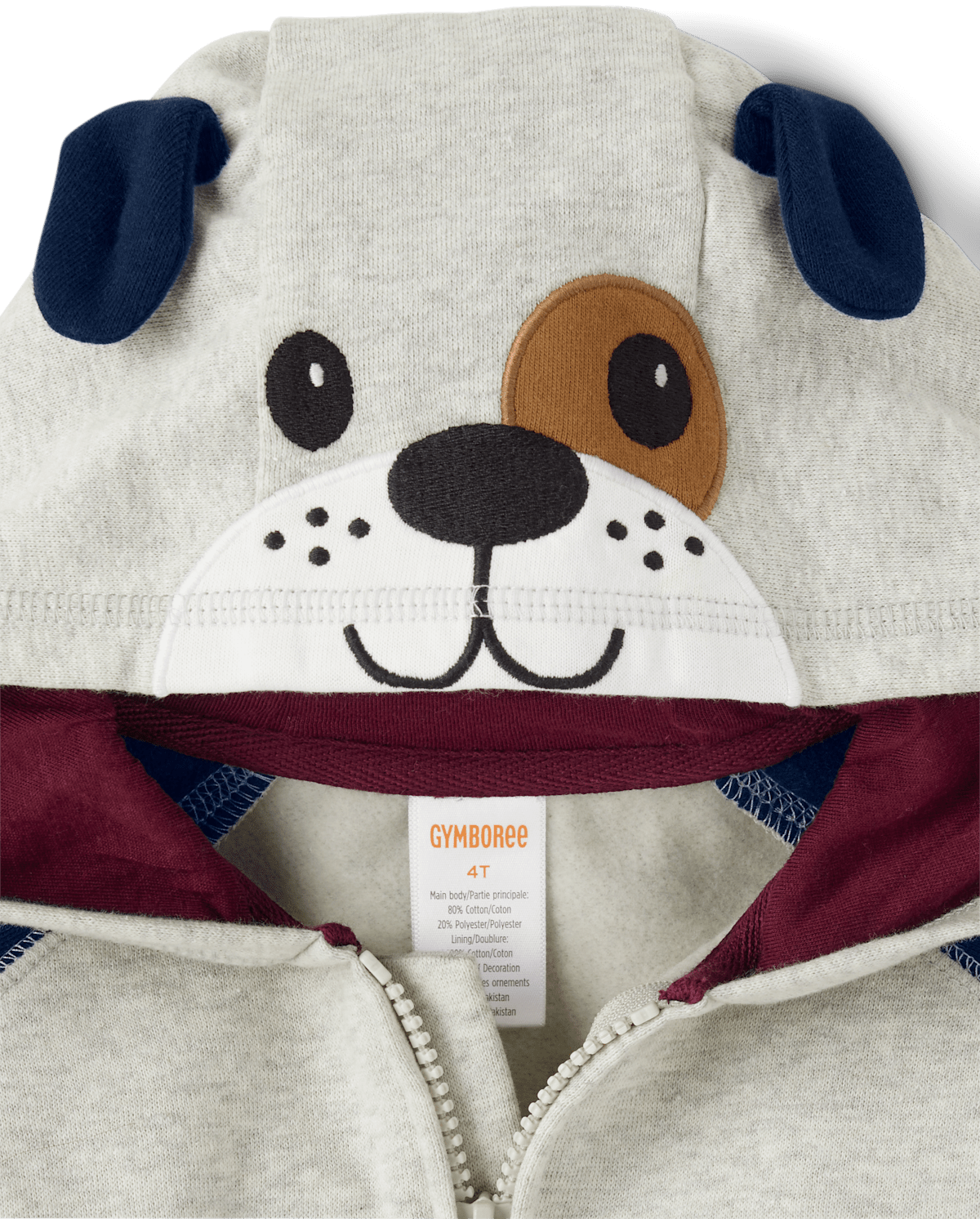 Детские худи Gymboree Boys Embroidered Dog Fleece Zip-Up - Prep School — фото 2