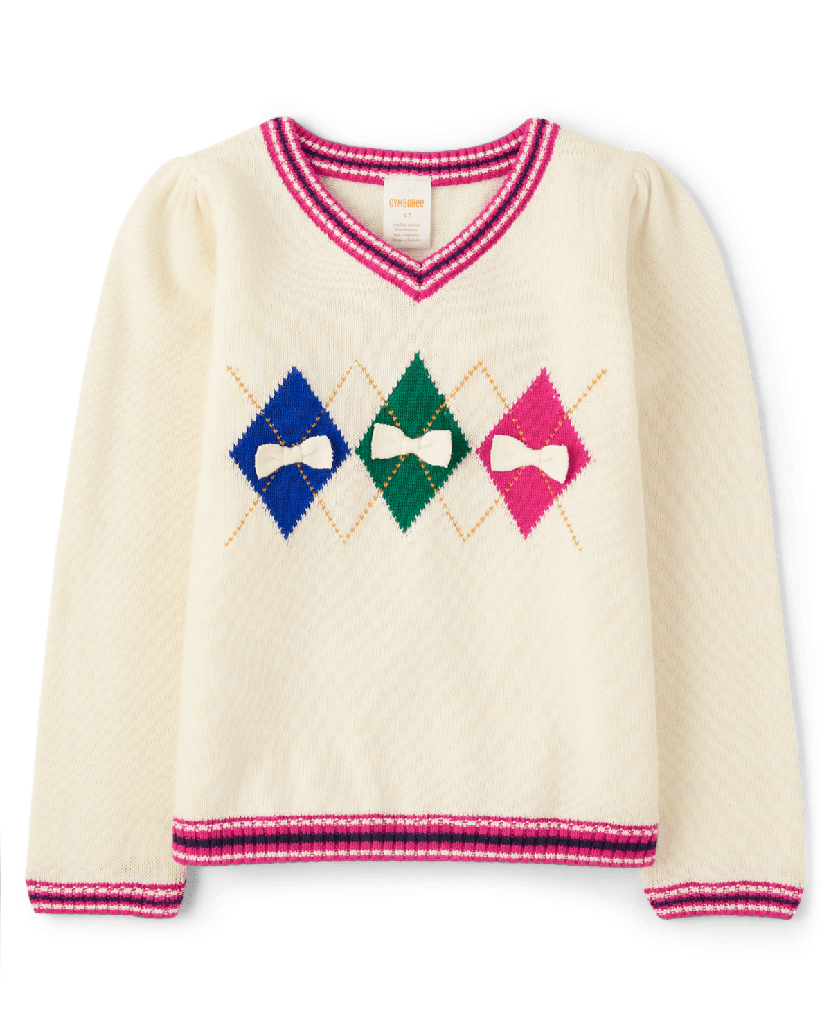 Детские свитеры Gymboree Girls Intarsia Argyle V-Neck Sweater - Prep School