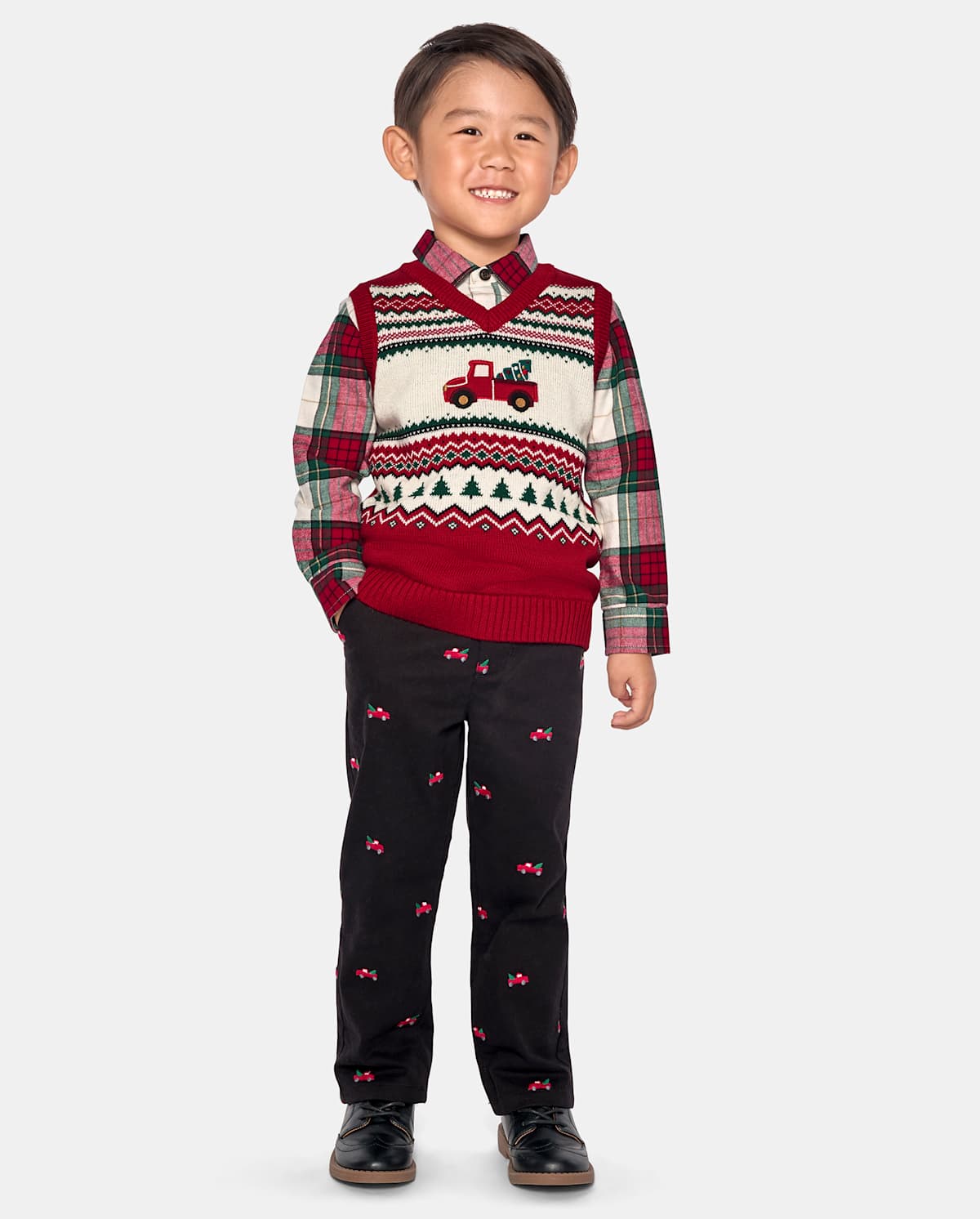 Детские брюки Gymboree Boys Schiffli Truck Twill Chino Pants - Christmas Cabin — фото 4