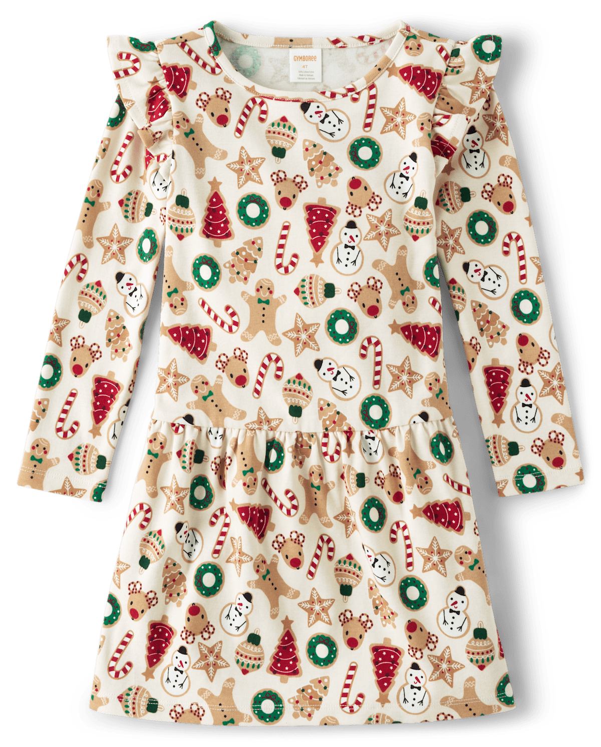 Детские платья Gymboree Girls Christmas Cookies Ruffle Dress - Christmas Cabin