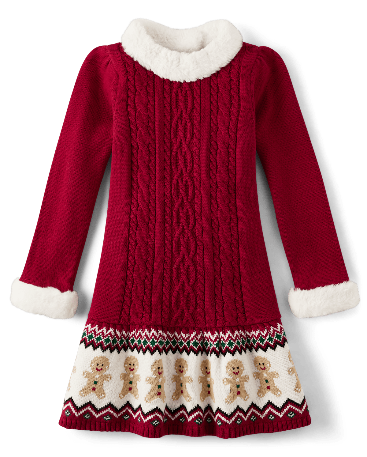 Детские платья Gymboree Girls Matching Family Gingerbread Fairisle Sweater Dress - Christmas Cabin