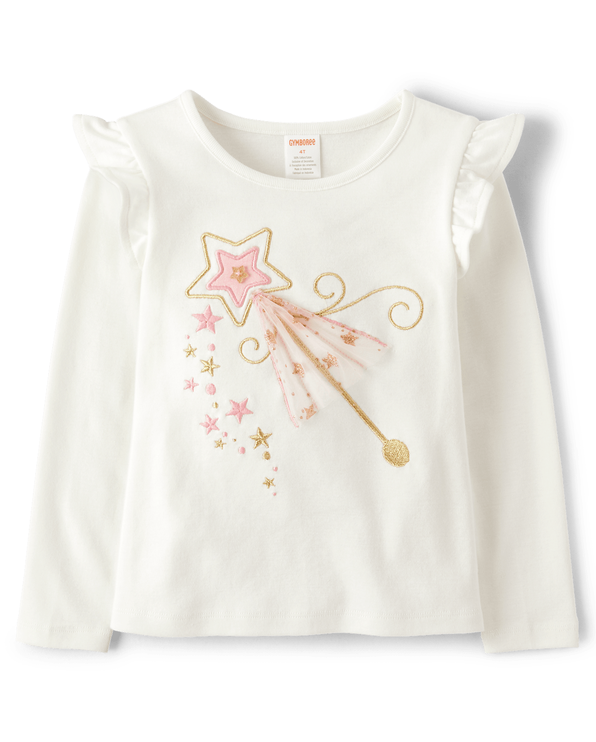 Детские топы Gymboree Girls Embroidered Magic Wand Ruffle Top - Sugar Plum Fairy
