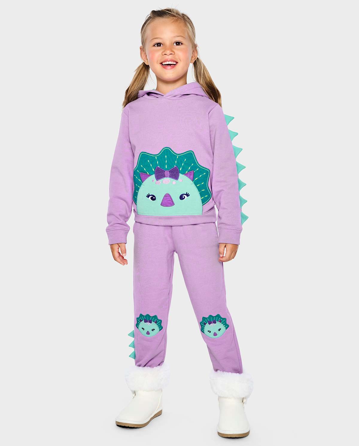 Детские брюки Gymboree Girls Embroidered Dino Fleece Jogger Pants - Dino Friends — фото 3
