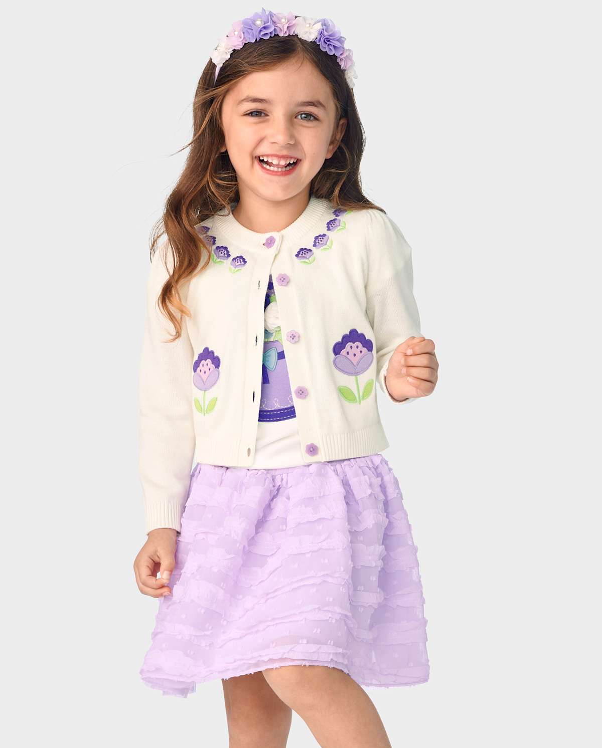 Детские кардиганы Gymboree Girls Embroidered Floral Cardigan - Lovely Lavender — фото 3