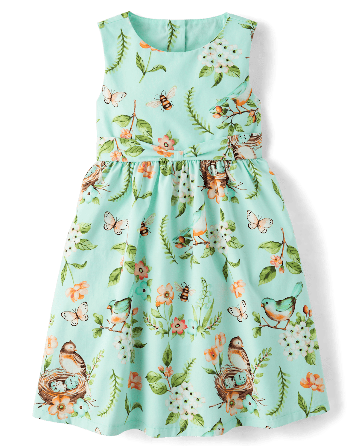 Детские платья Gymboree Girls Floral Bird Bow Poplin Fit And Flare Dress - Signs of Spring