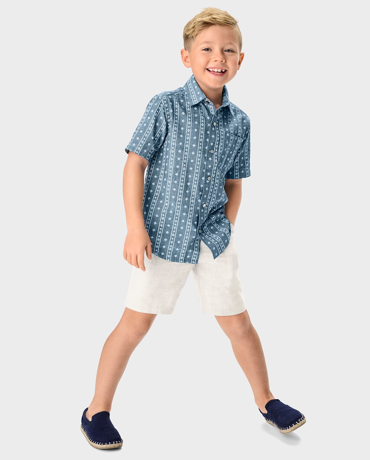 Детские рубашки Gymboree Boys Chambray Button Up Shirt - Prairie Fields — фото 3