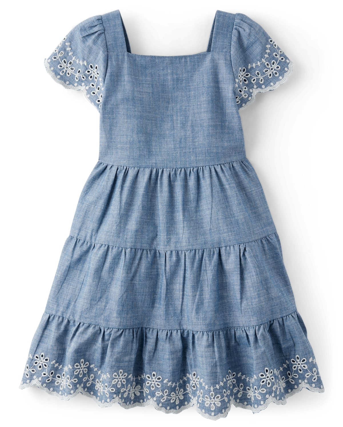 Детские платья Gymboree Girls Eyelet Chambray Tiered Dress - Prairie Fields