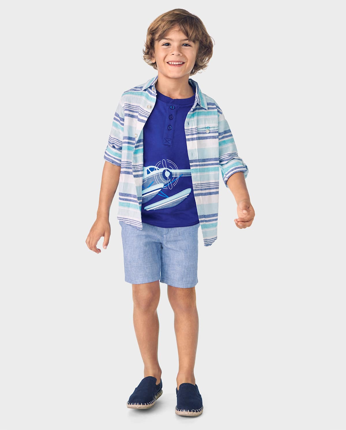 Детские топы Gymboree Boys Embroidered Plane Henley Top - Bon Voyage — фото 3