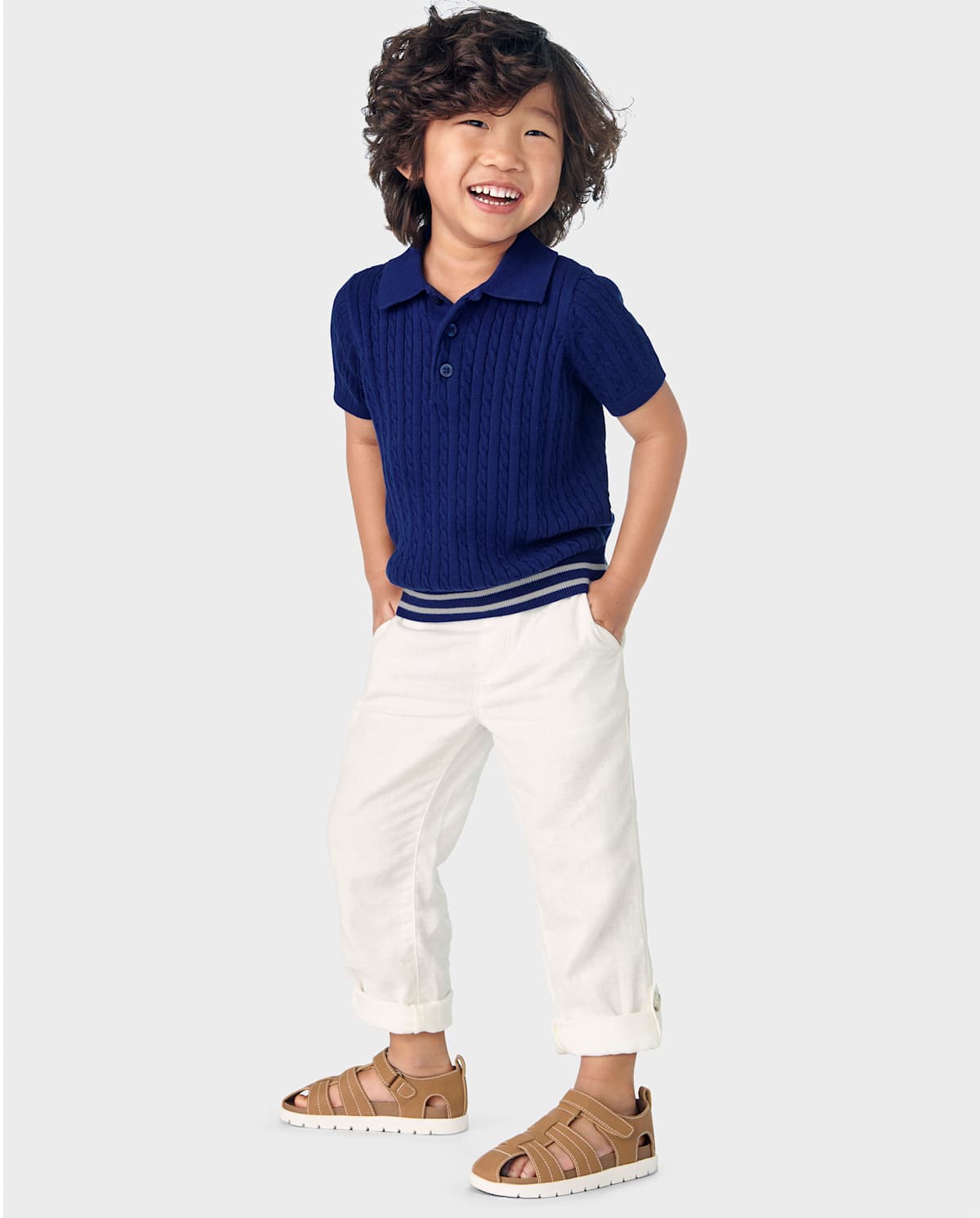 Детские топы Gymboree Boys Cable Knit Polo - Bon Voyage — фото 2