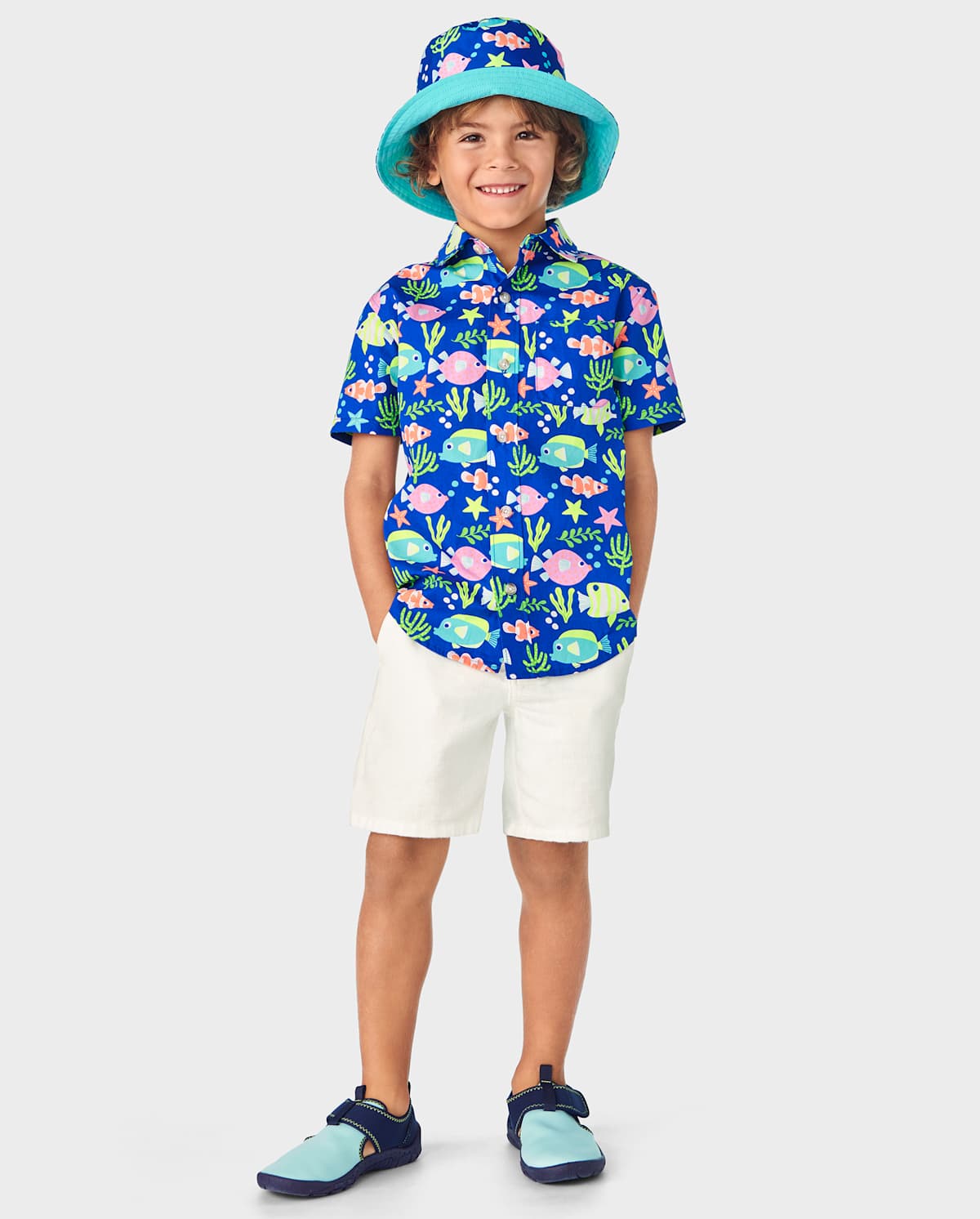 Детские рубашки Gymboree Boys Fish Button Up Shirt - Splish-Splash — фото 2
