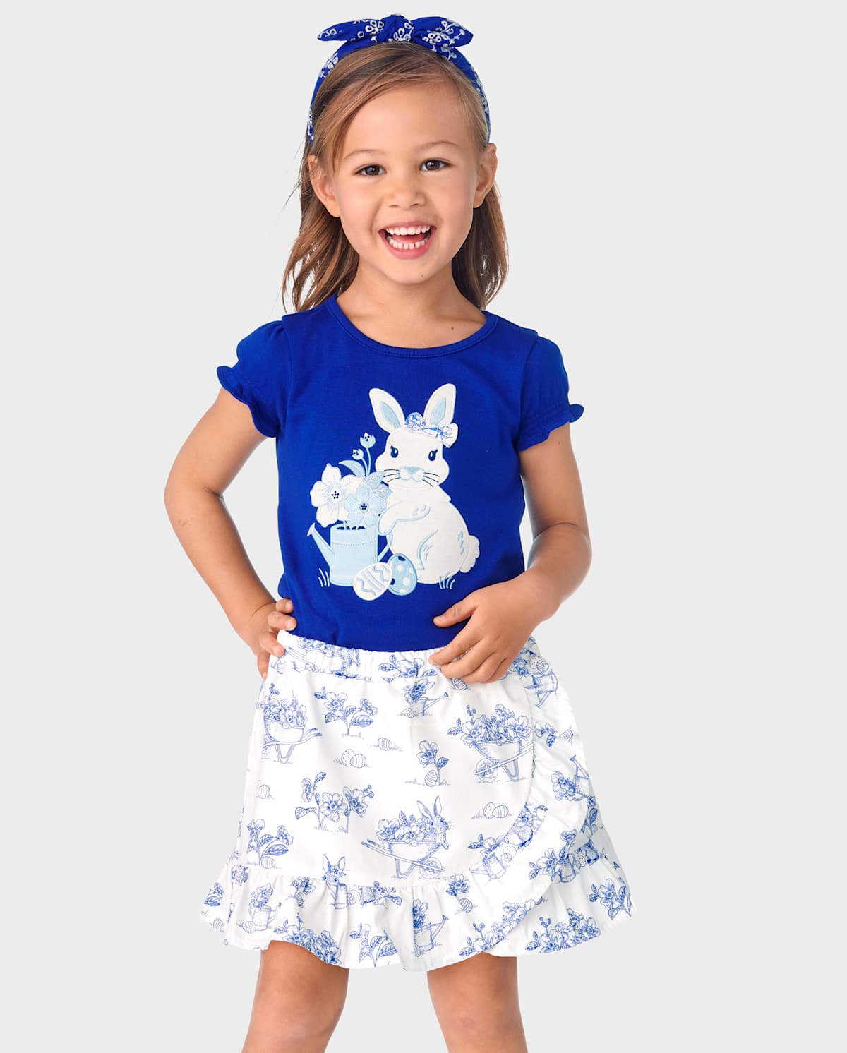 Детские топы Gymboree Girls Embroidered Bunny Watering Can Top - Blue Belle — фото 3