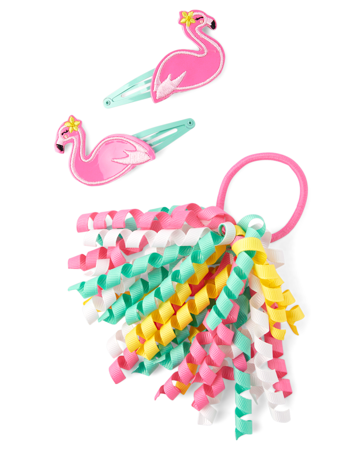 Gymboree Girls Flamingo 3-Piece Hair Set - Seaside Palms