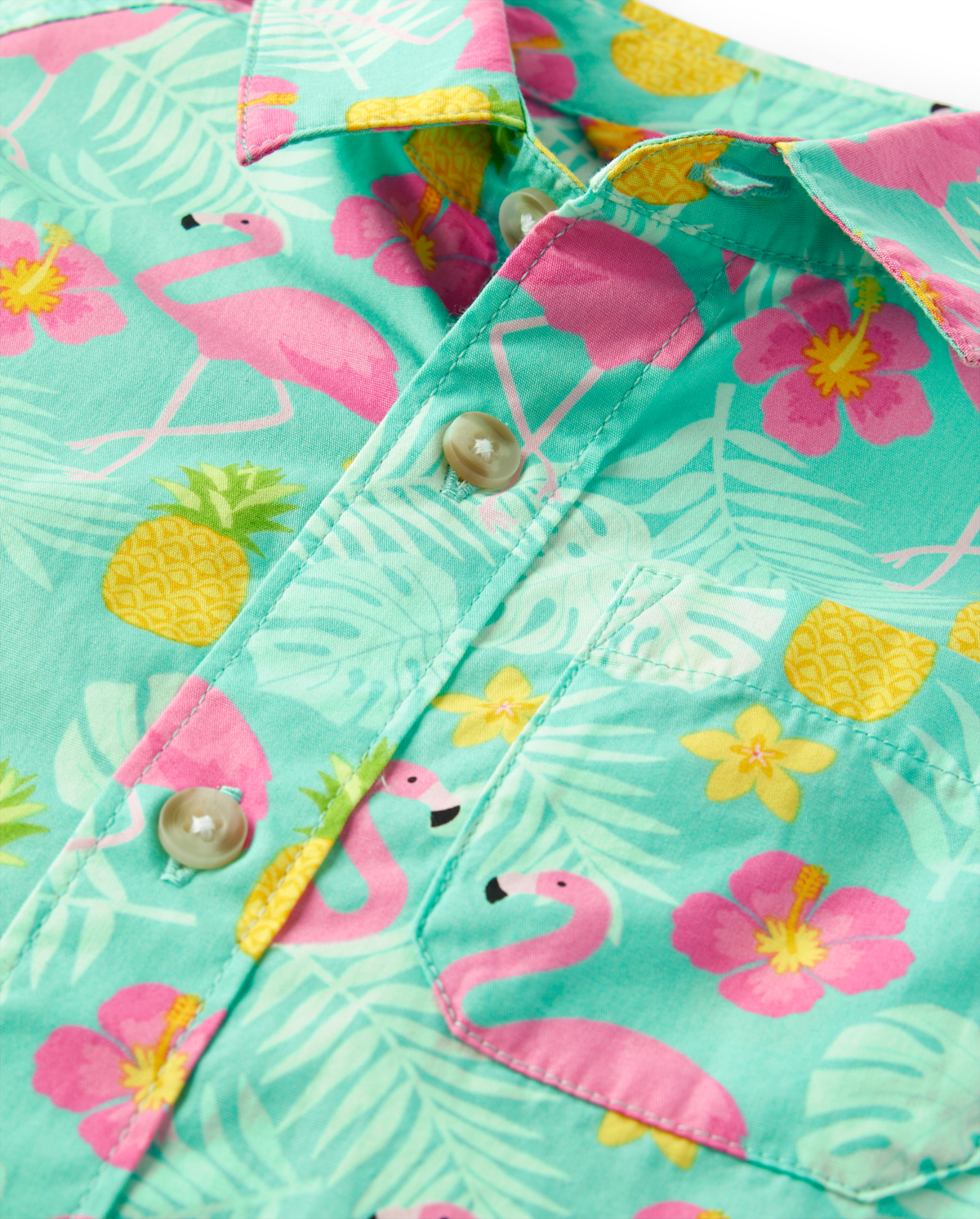 Детские рубашки Gymboree Boys Flamingo Poplin Button Up Shirt - Seaside Palms