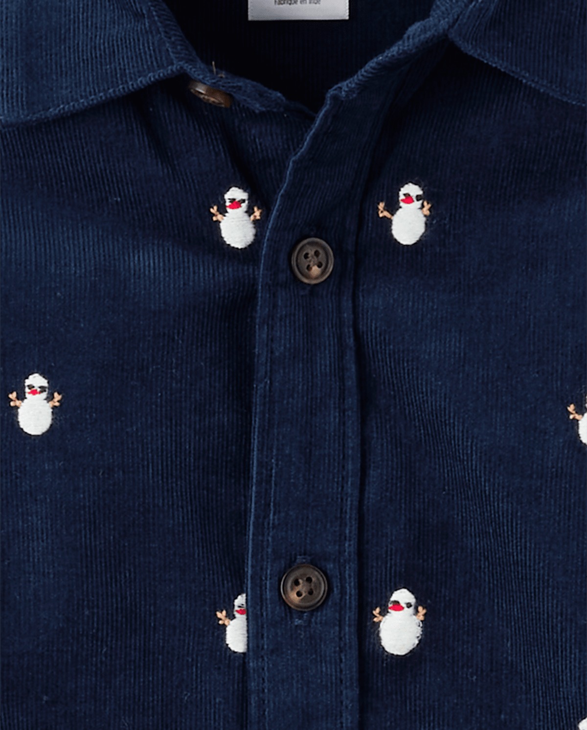 Детские рубашки Gymboree Boys Schiffli Snow Man Corduroy Button Up Shirt - Royal Christmas — фото 3
