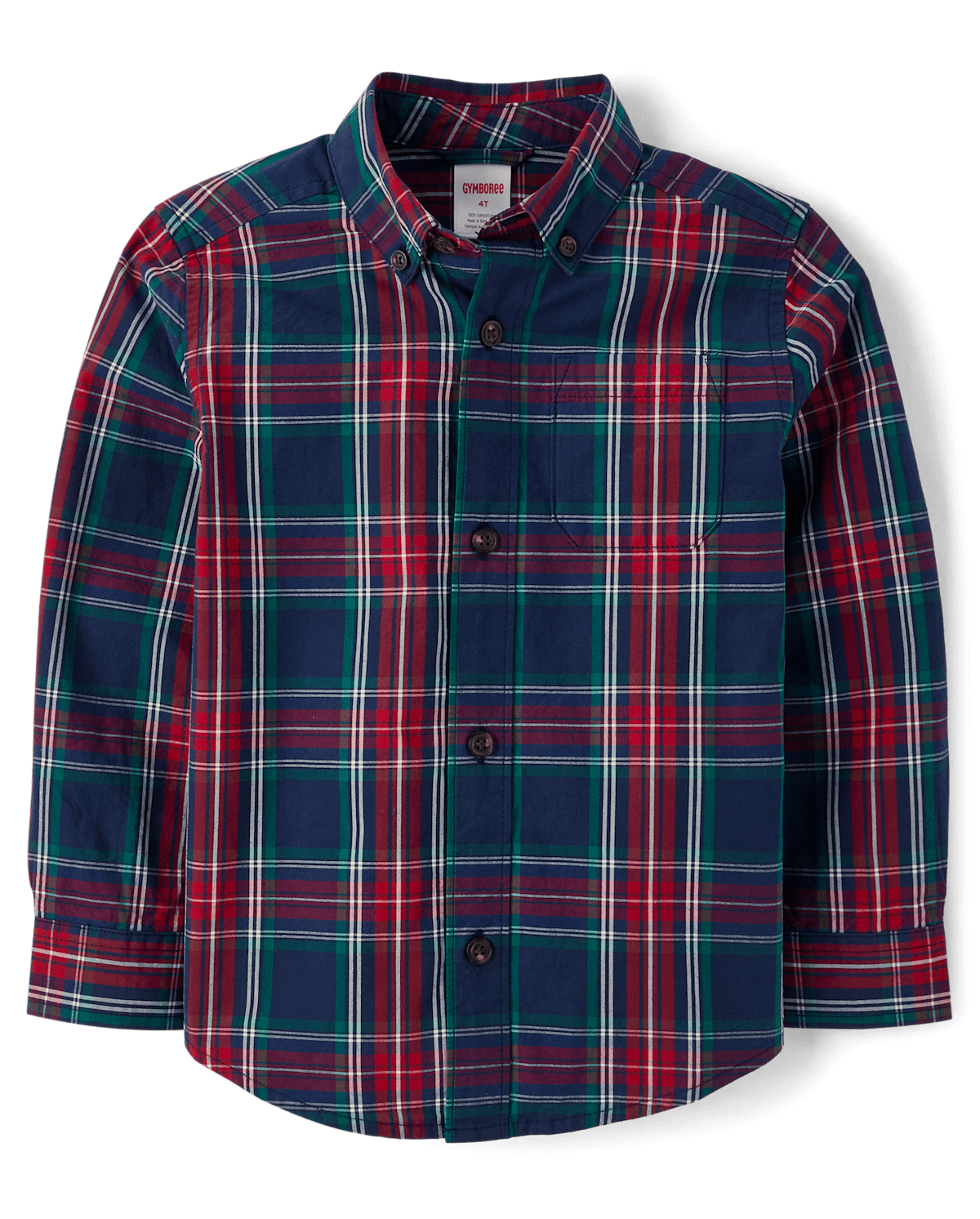 Детские рубашки Gymboree Boys Matching Family Plaid Poplin Button Up Shirt - Royal Christmas
