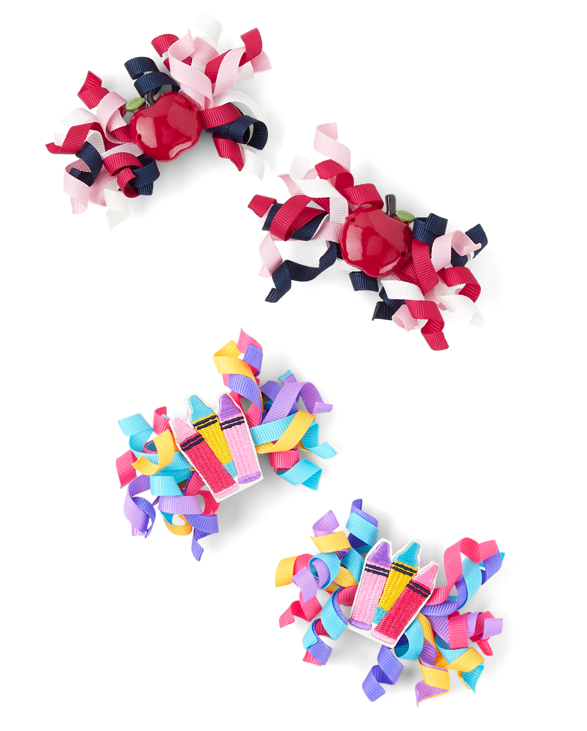 Детские аксессуары Gymboree Girls Apple Crayon Curly Hair Clip 4-Pack - Classroom Cutie