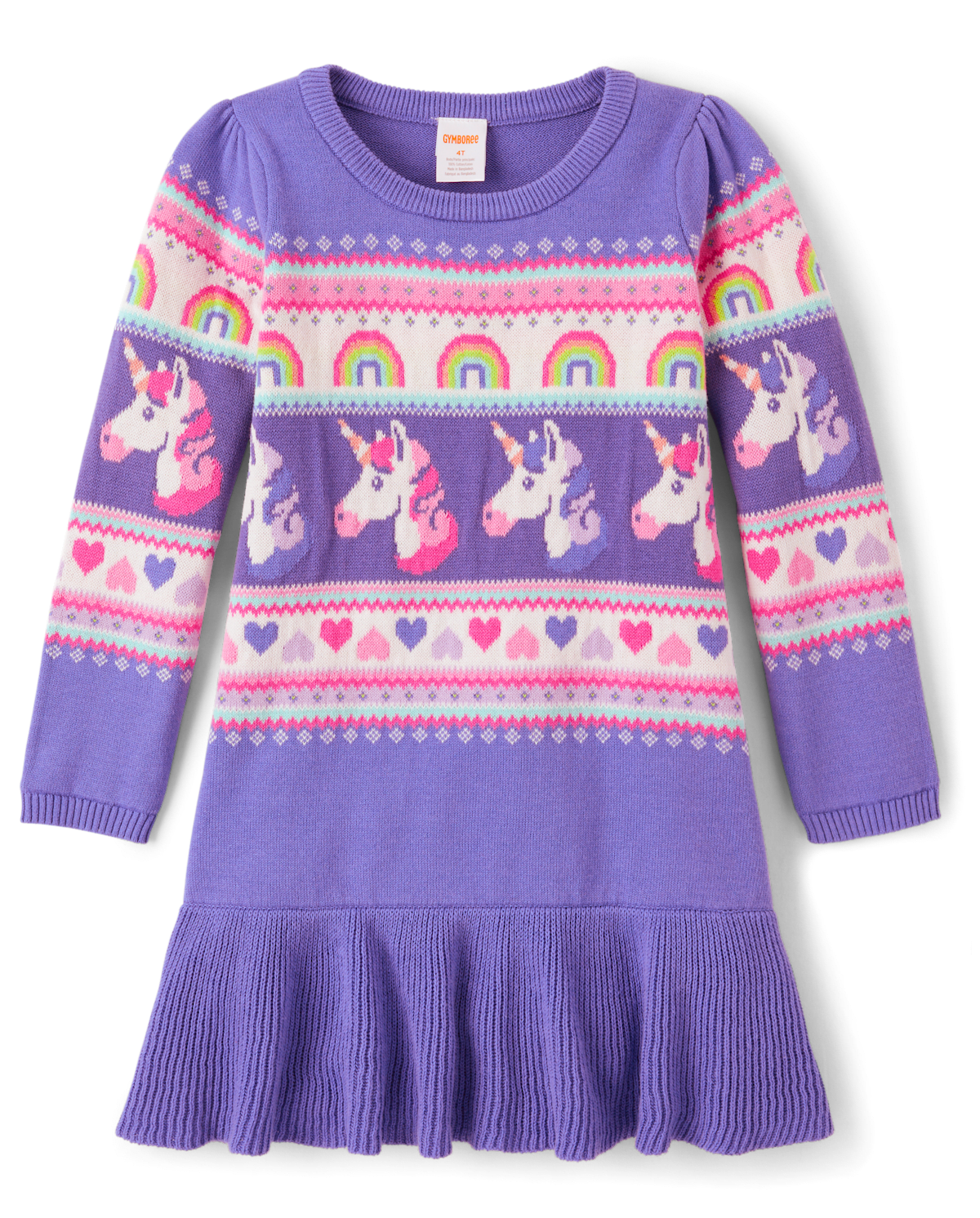Детские платья Gymboree Girls Unicorn Fairisle Peplum Sweater Dress - Dino Friends
