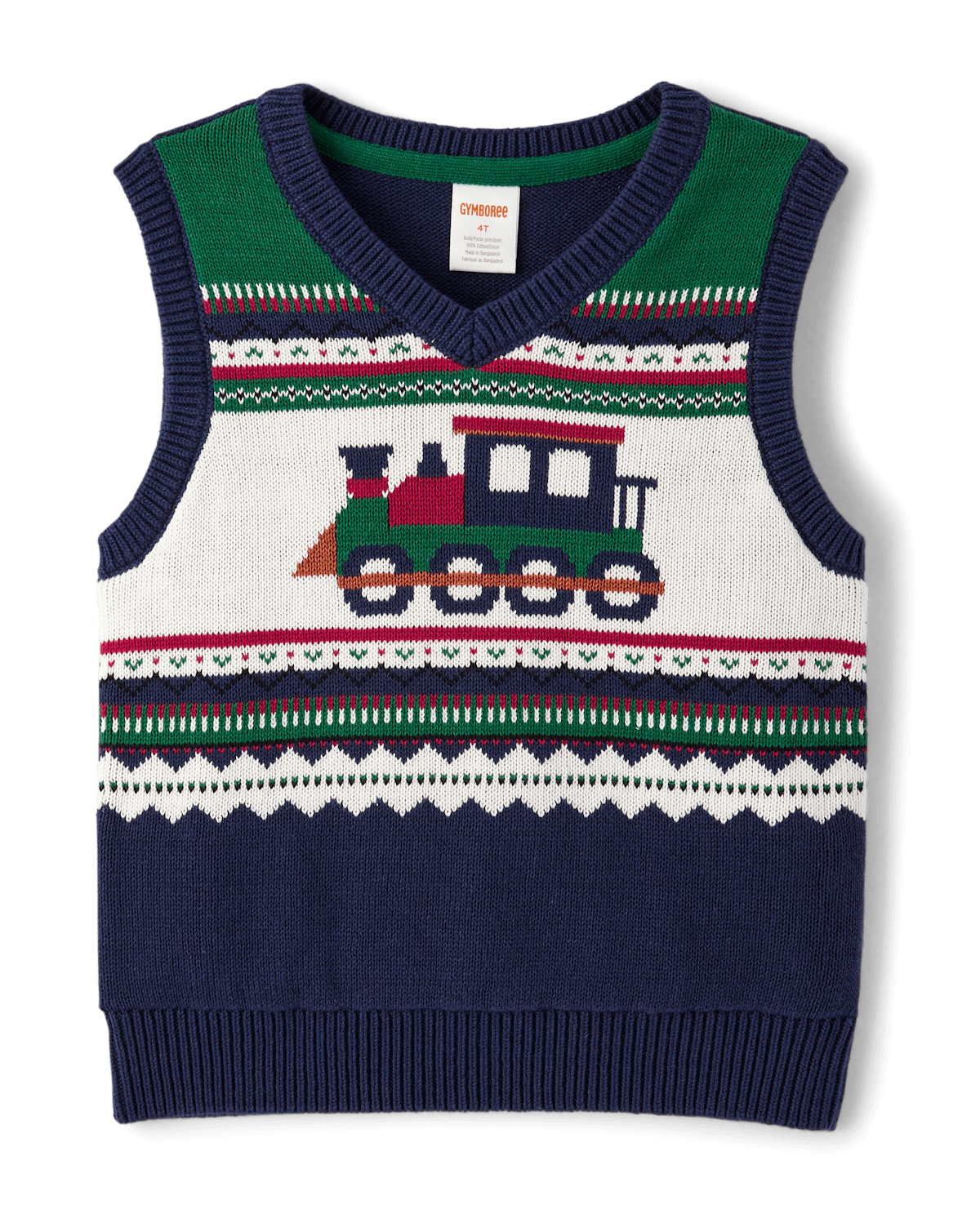 Детские свитеры Gymboree Boys Train Fairisle Sweater Vest - Holiday Express