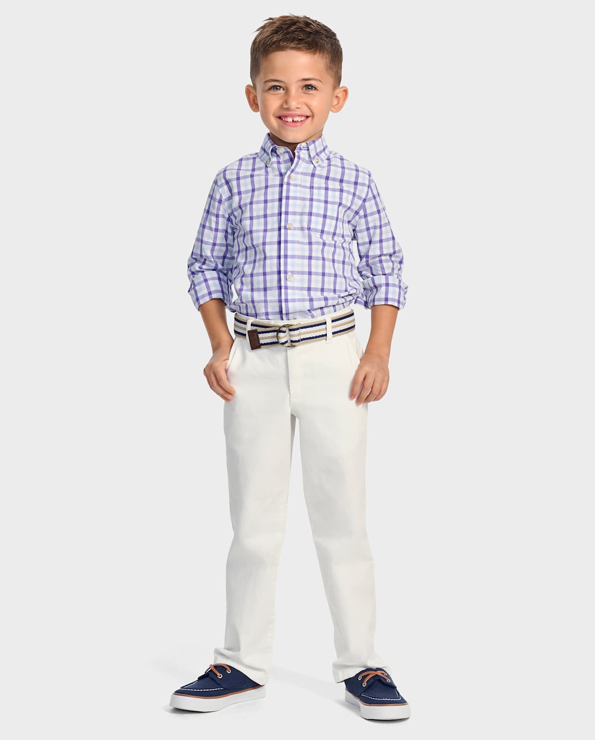Детские рубашки Gymboree Boys Dad And Me Plaid Poplin Button Up Shirt - Lavender Fields — фото 2