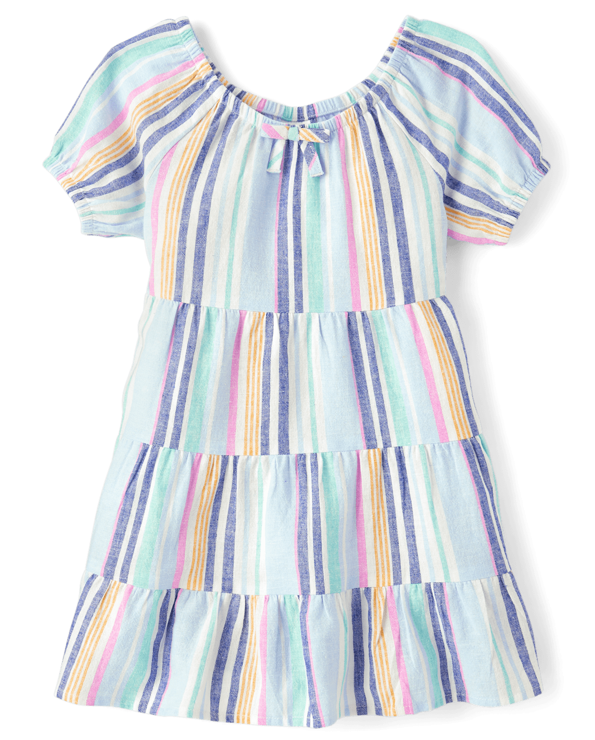 Детские платья Gymboree Girls Striped Linen-Blend Tiered Dress - Italian Riviera