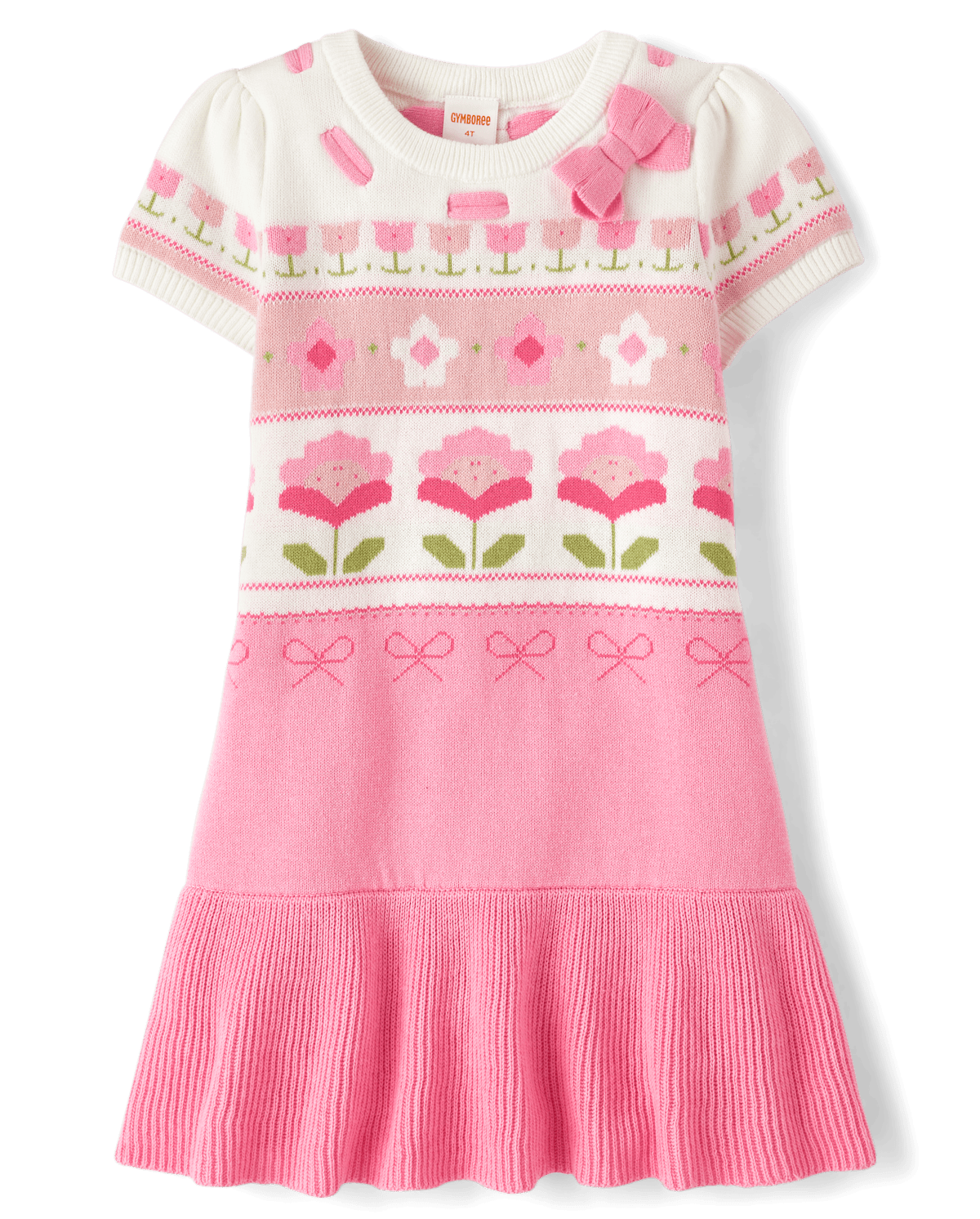 Детские платья Gymboree Girls Floral Fairisle Peplum Sweater Dress - Blushing Blooms