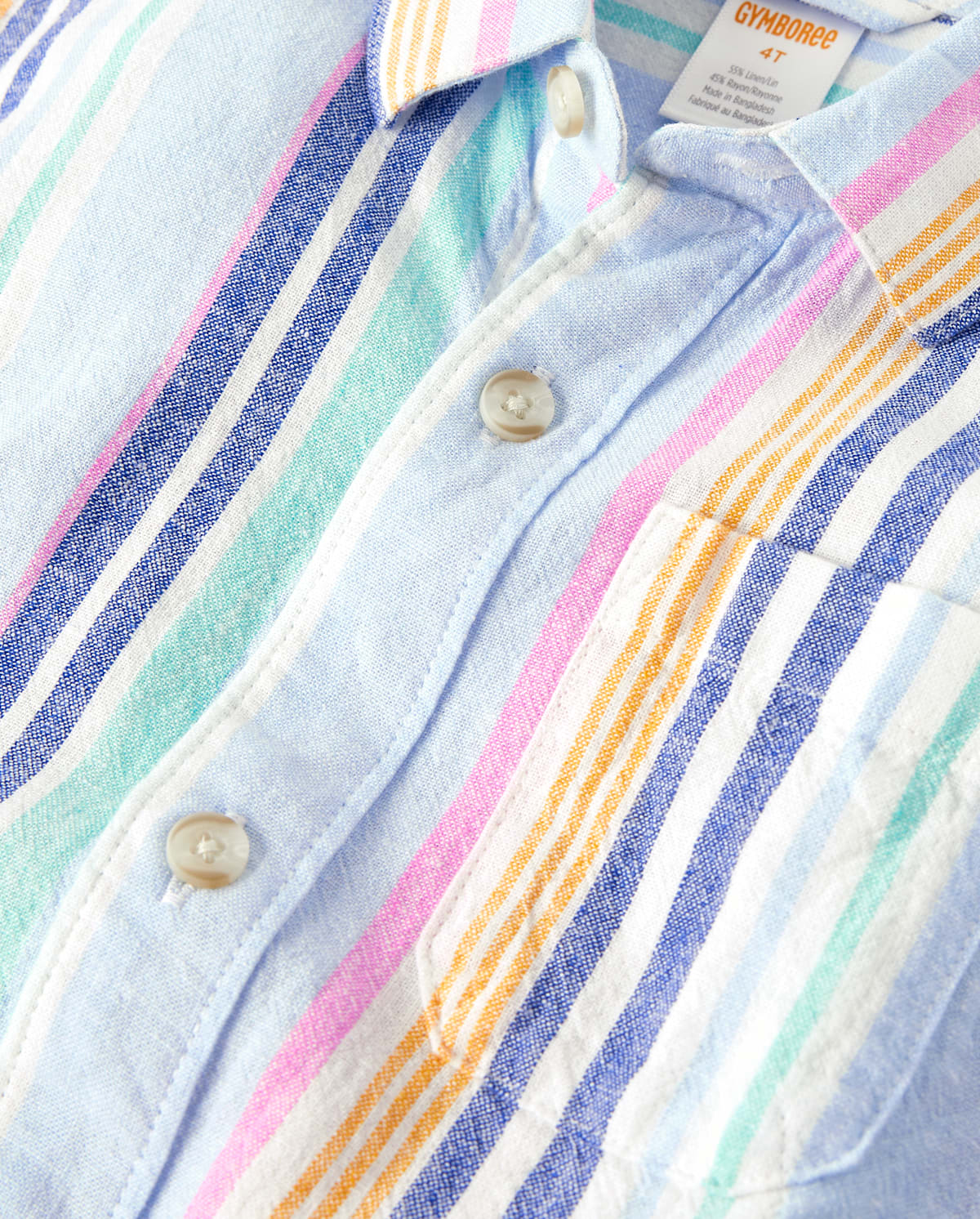 Детские рубашки Gymboree Boys Striped Linen-Blend Button Up Shirt - Italian Riviera