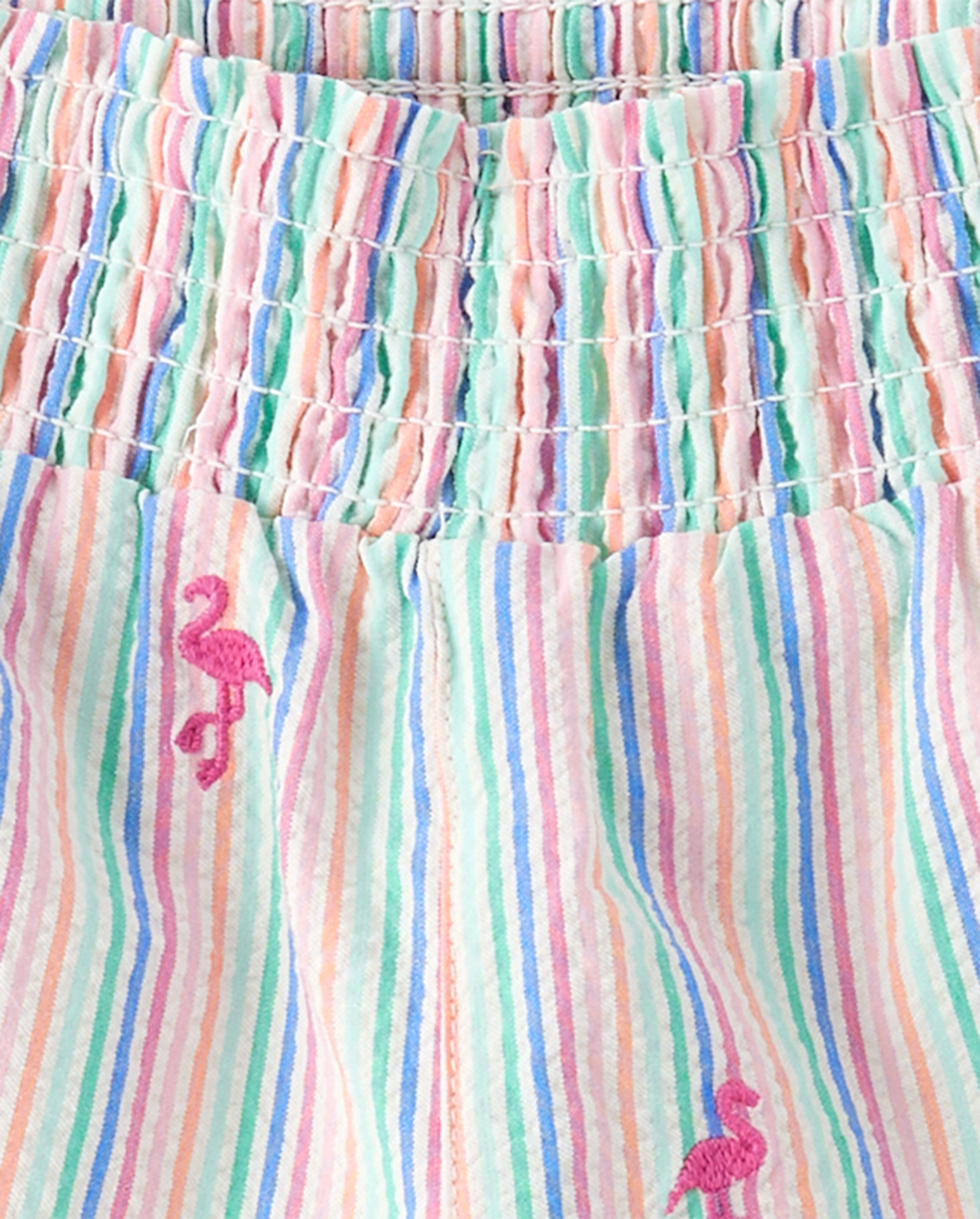 Детские шорты Gymboree Girls Embroidered Flamingo Seersucker Pull On Shorts - Seaside Palms — фото 3