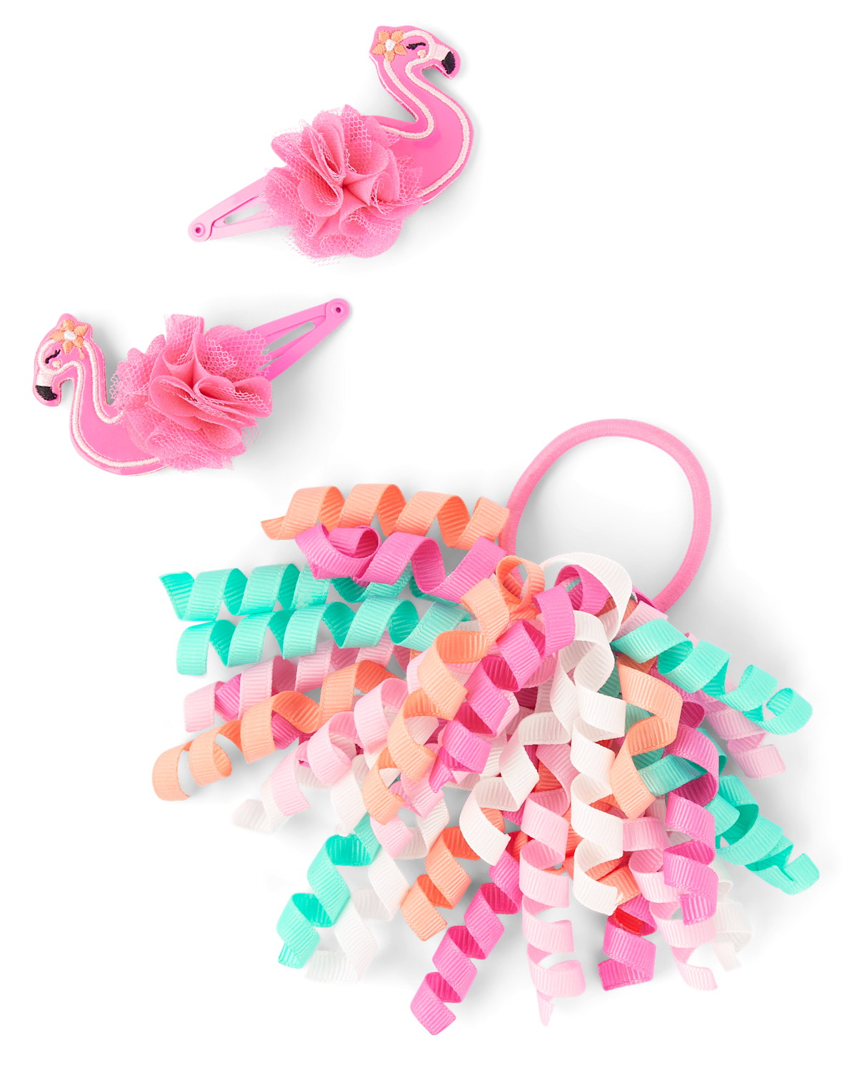 Gymboree Girls Flamingo 3-Piece Hair Set - Seaside Palms