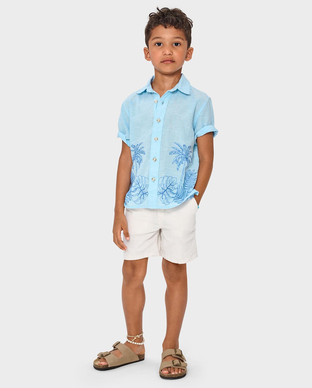 Детские рубашки Gymboree Kids Embroidered Linen-Blend Button Up Shirt — фото 2